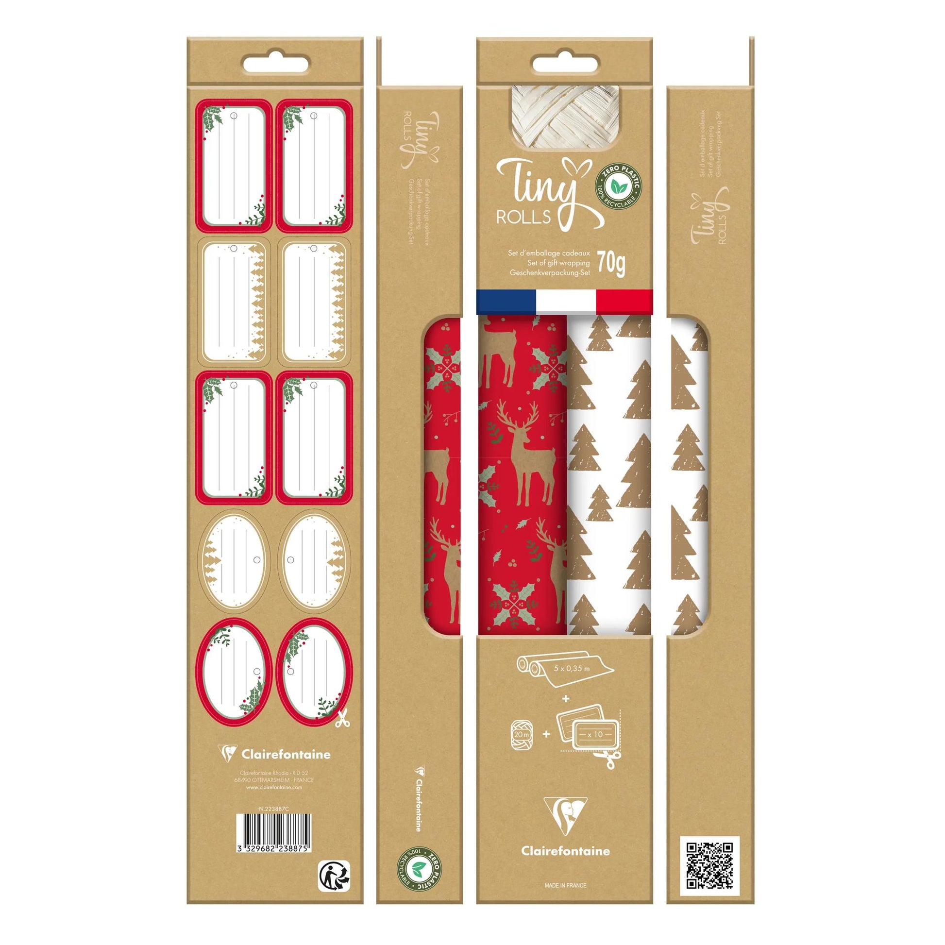 Clairefontaine Tiny Roll Pack Red & White Kraft