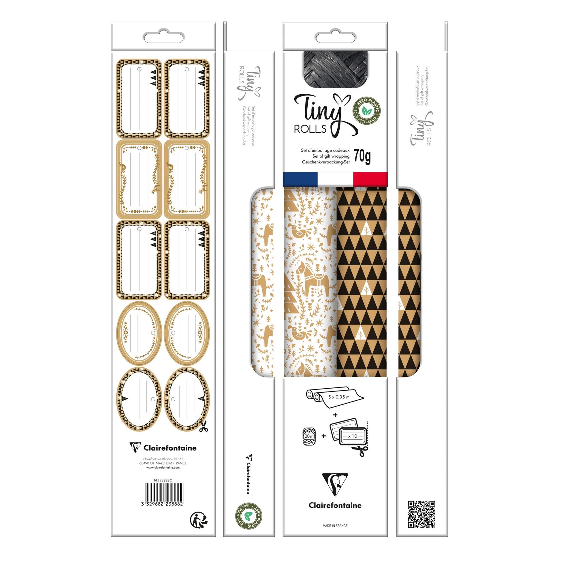 Clairefontaine Tiny Roll Pack Black & White Kraft