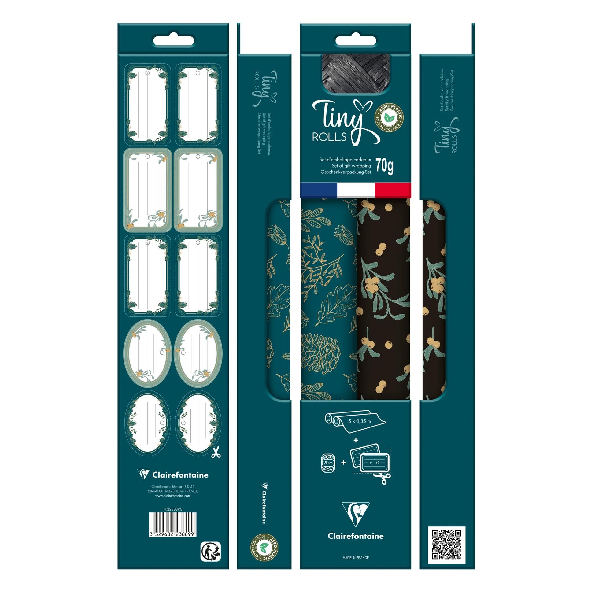 Clairefontaine Tiny Roll Pack Black & Blue Kraft