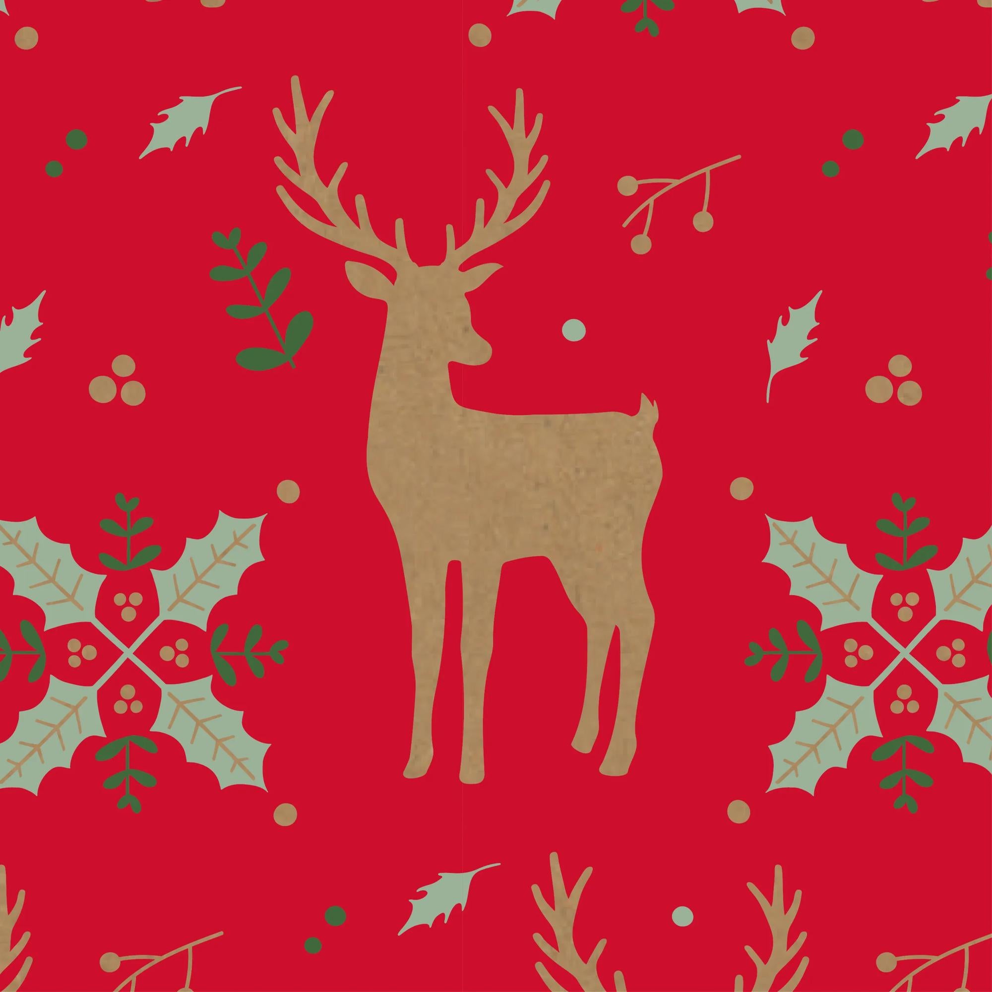 Clairefontaine Wrapping Paper Counter Roll 50 m x 70 cm Red Reindeer Kraft
