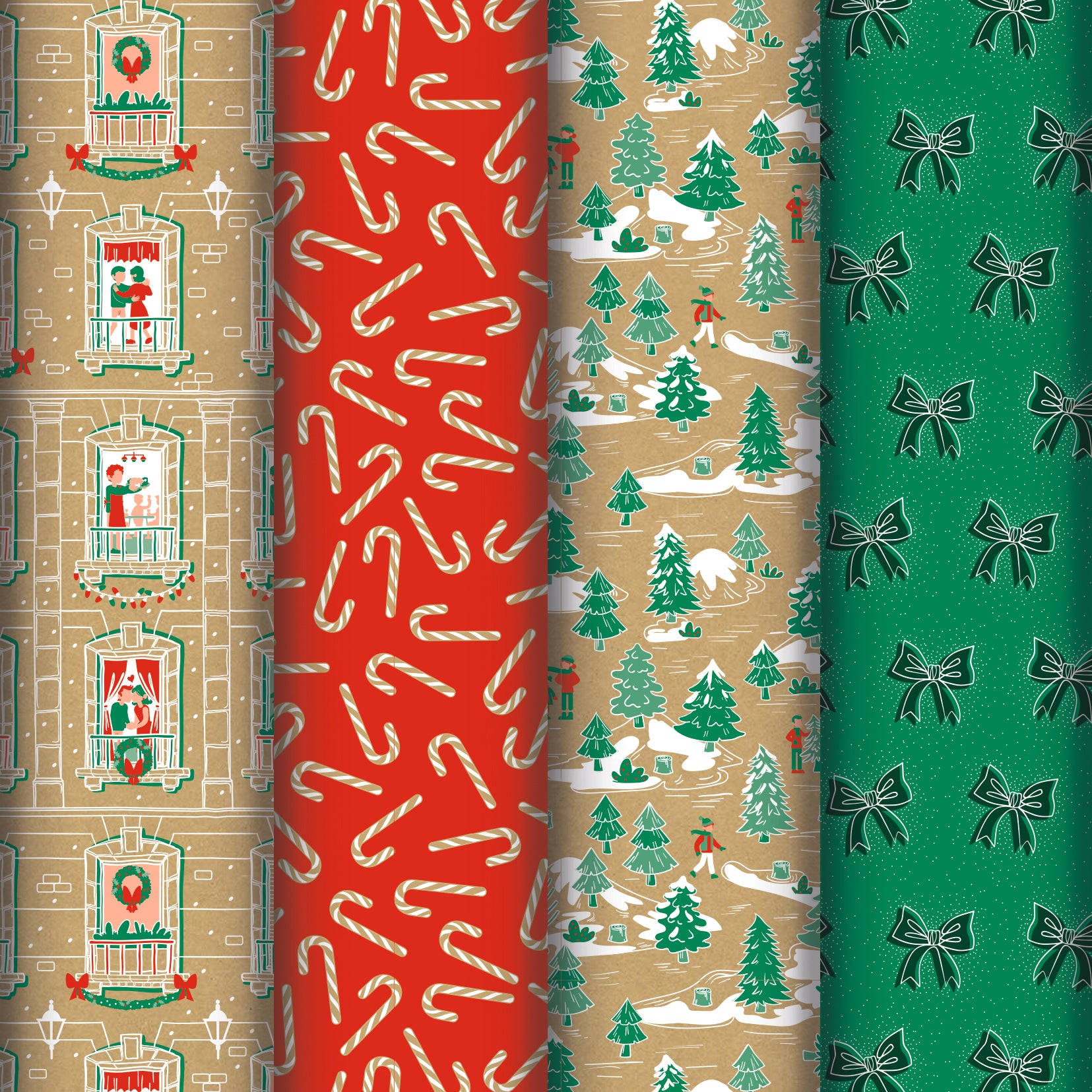 Clairefontaine Wrapping Paper Roll (2 metres) Spirit of Christmas Kraft