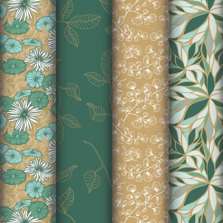 Clairefontaine Wrapping Paper Roll (2 Metres) My Garden