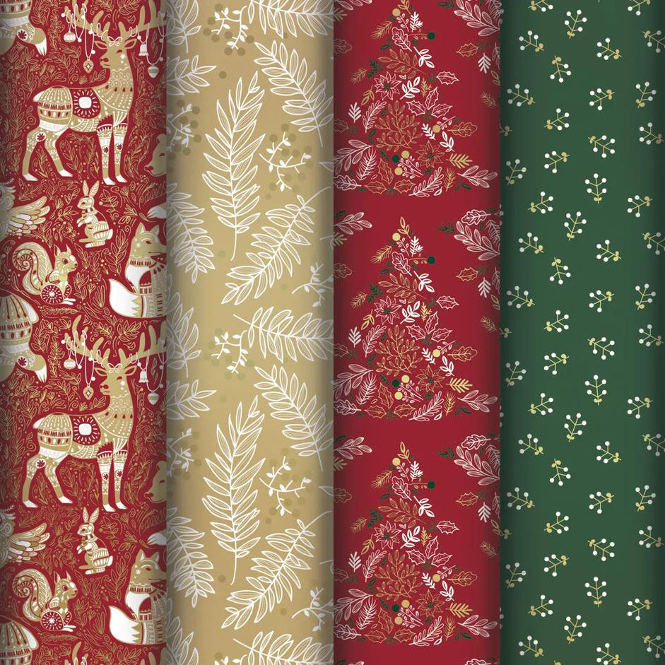 Clairefontaine Wrapping Paper Roll (2 metres) Red Forest