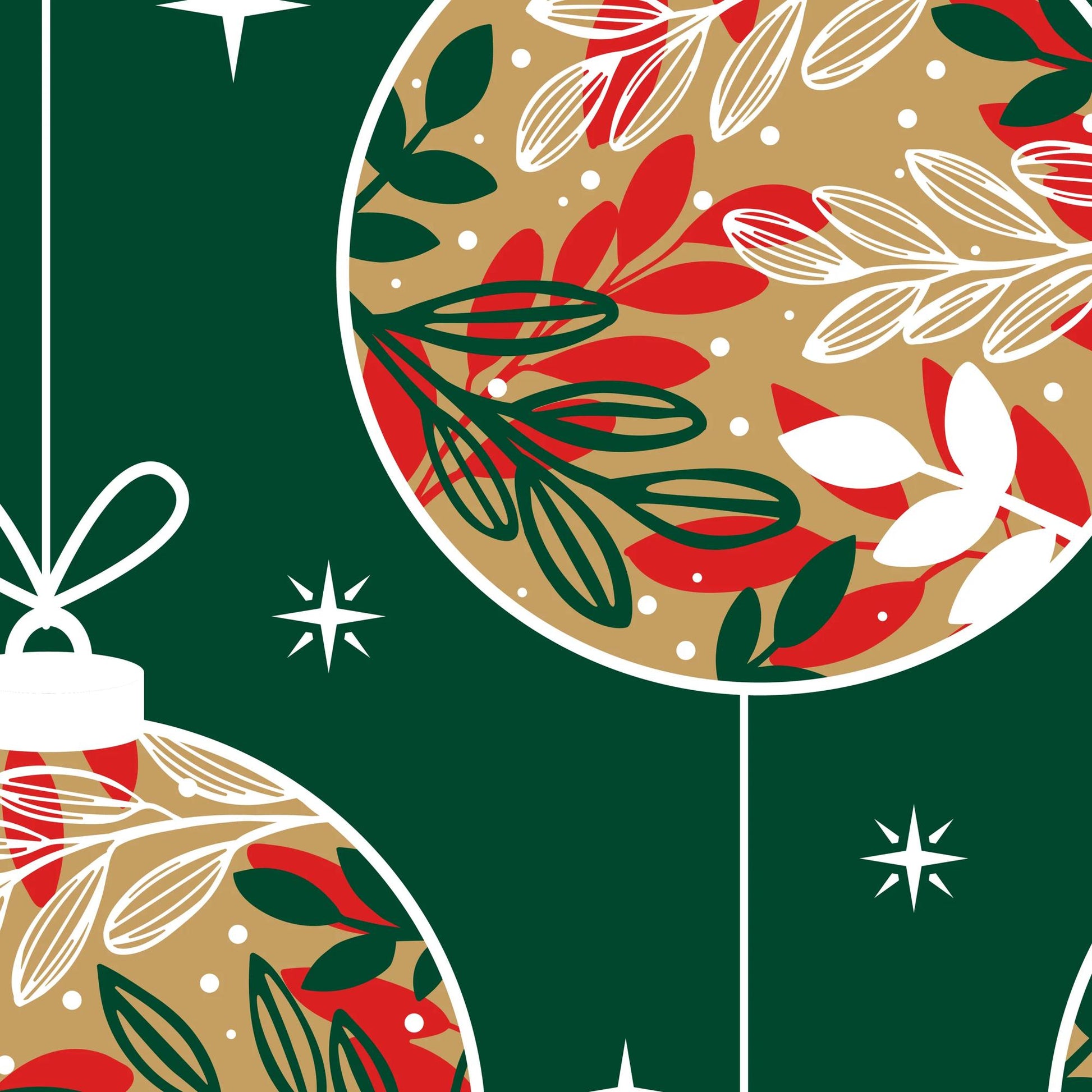 Clairefontaine Wrapping Paper Counter Roll 50 m x 70 cm Christmas Baubles Green Kraft