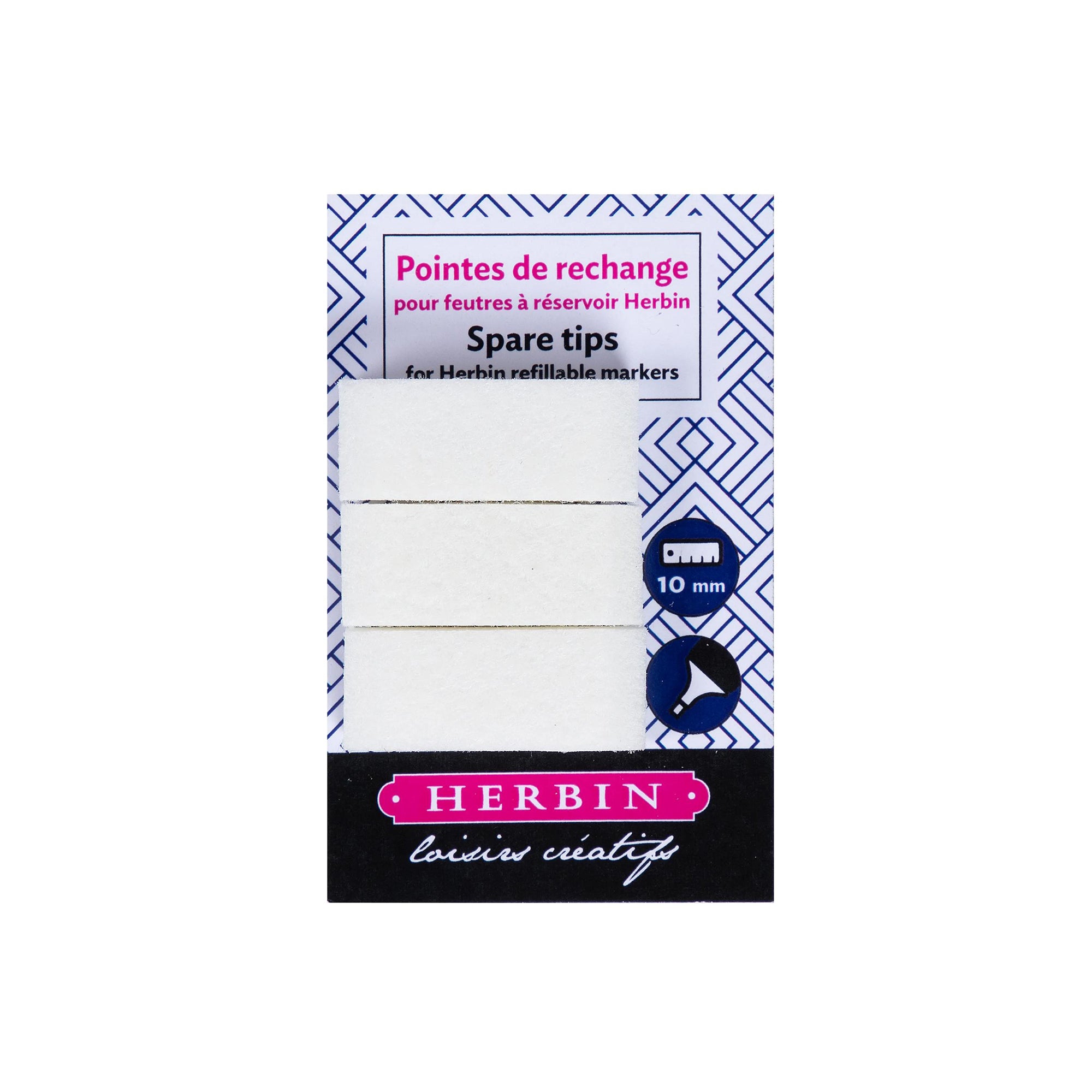 Jacques Herbin Refillable Marker Pen Replacement Tips Chisel Tip 10 mm Pack of 3