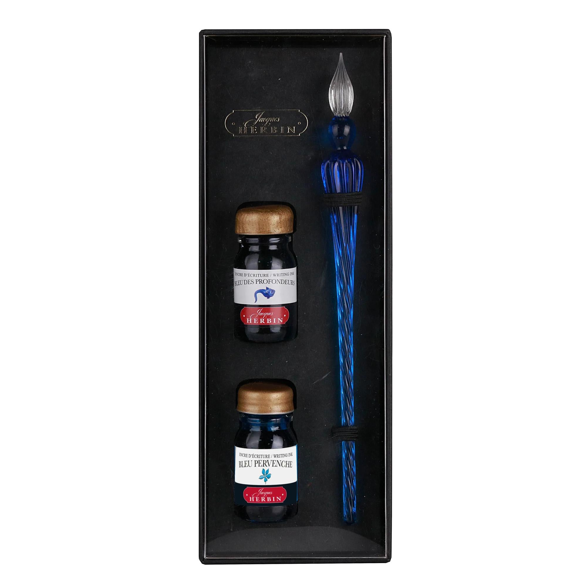Jacques Herbin Glass Pen Gift Set Blue