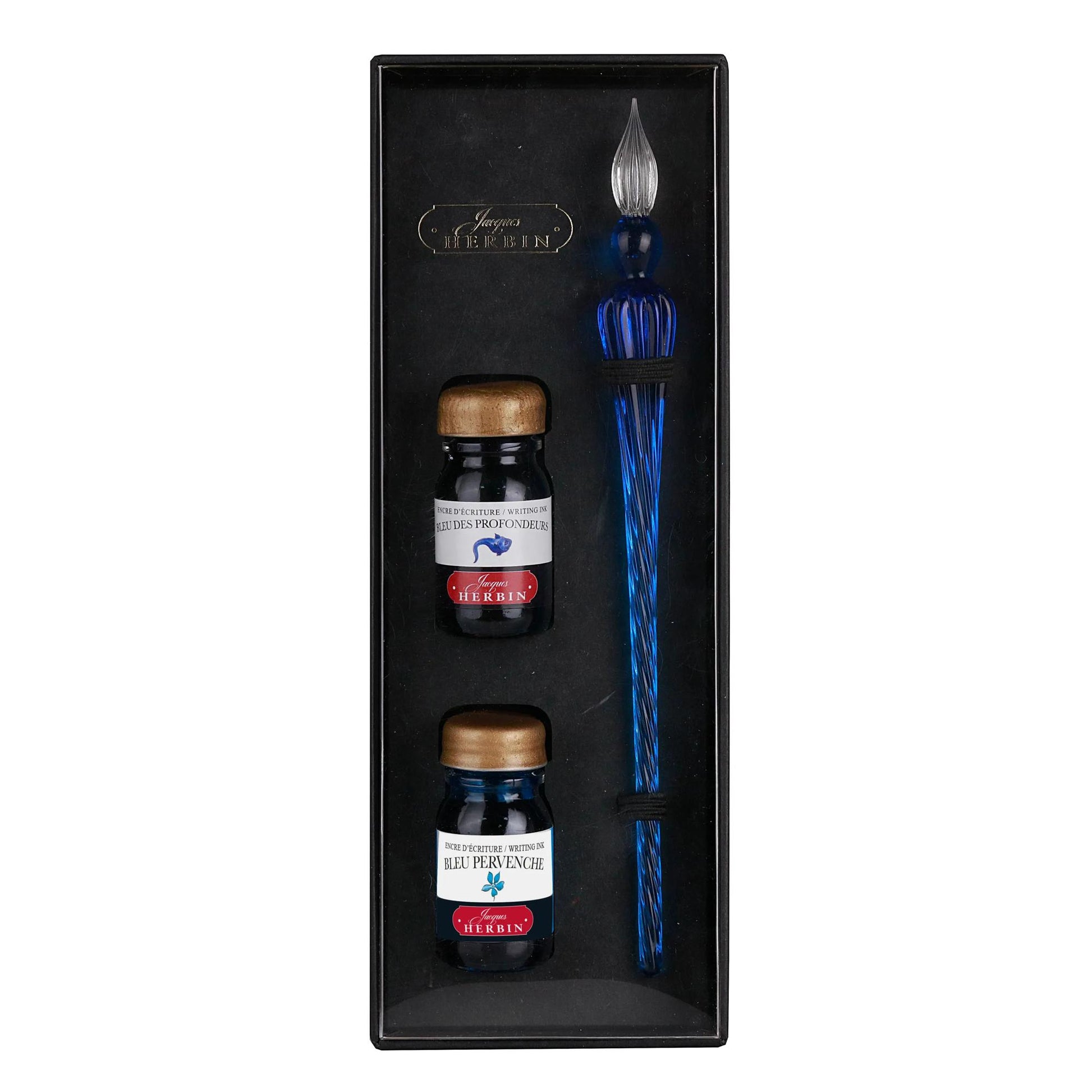 Jacques Herbin Glass Pen Gift Set Blue