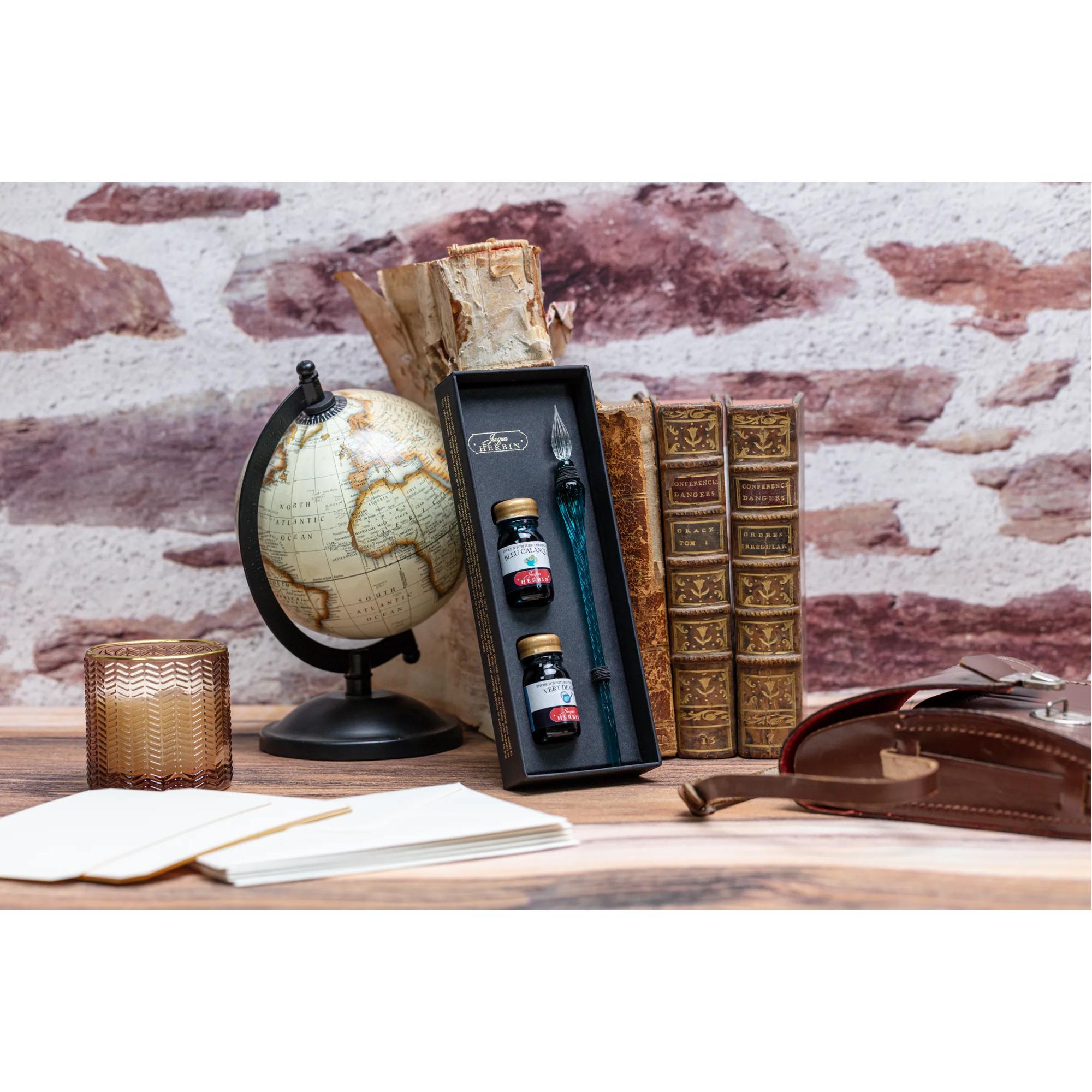 Jacques Herbin Glass Pen Gift Set Emerald