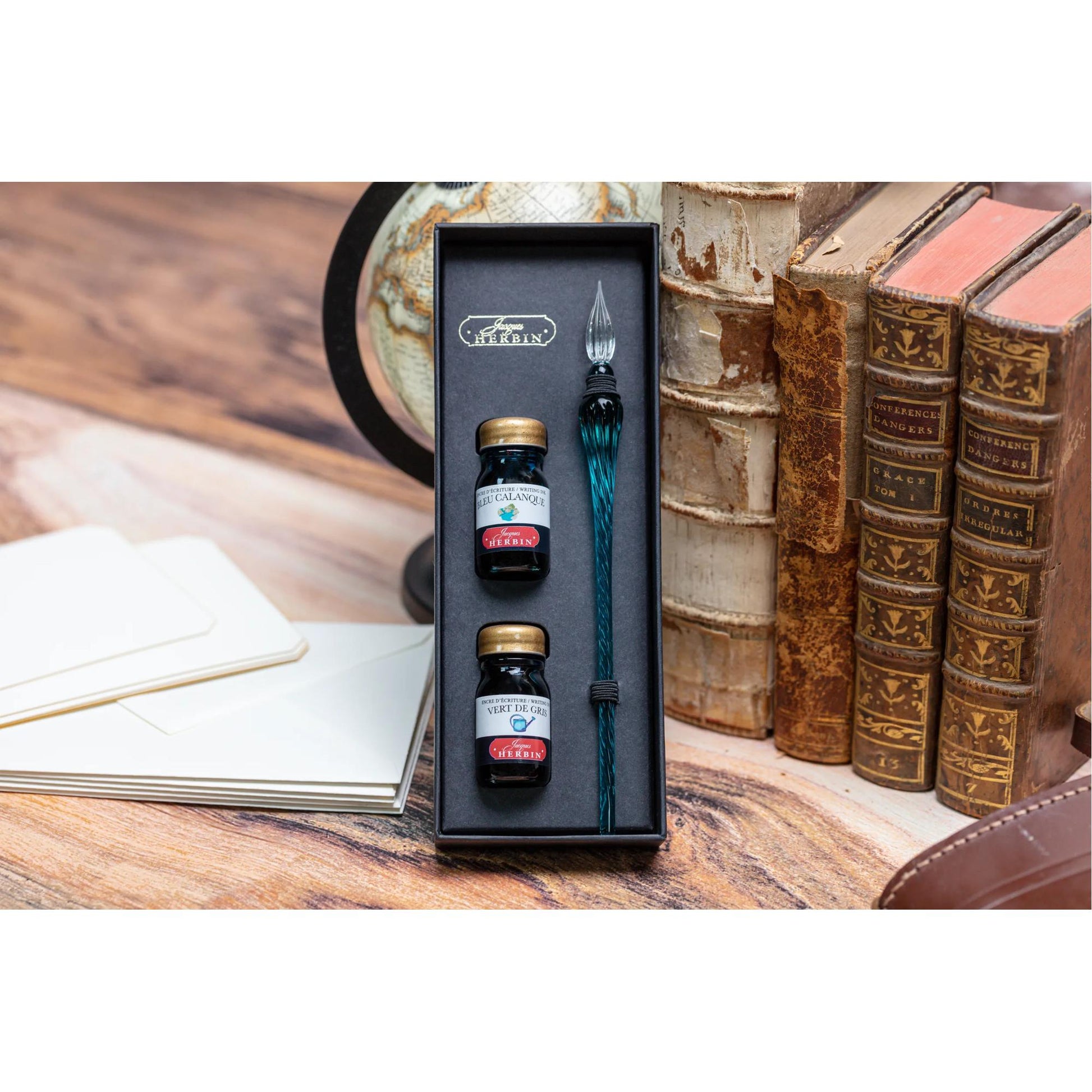 Jacques Herbin Glass Pen Gift Set Emerald