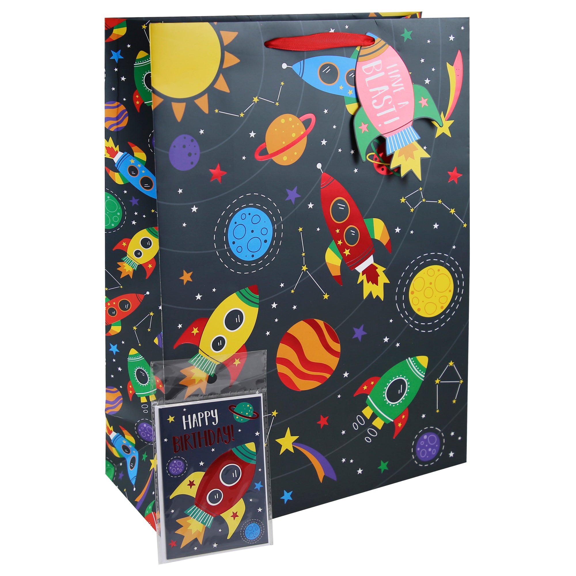 Eurowrap Gift Bag Solar System Extra-Large With Greeting Card