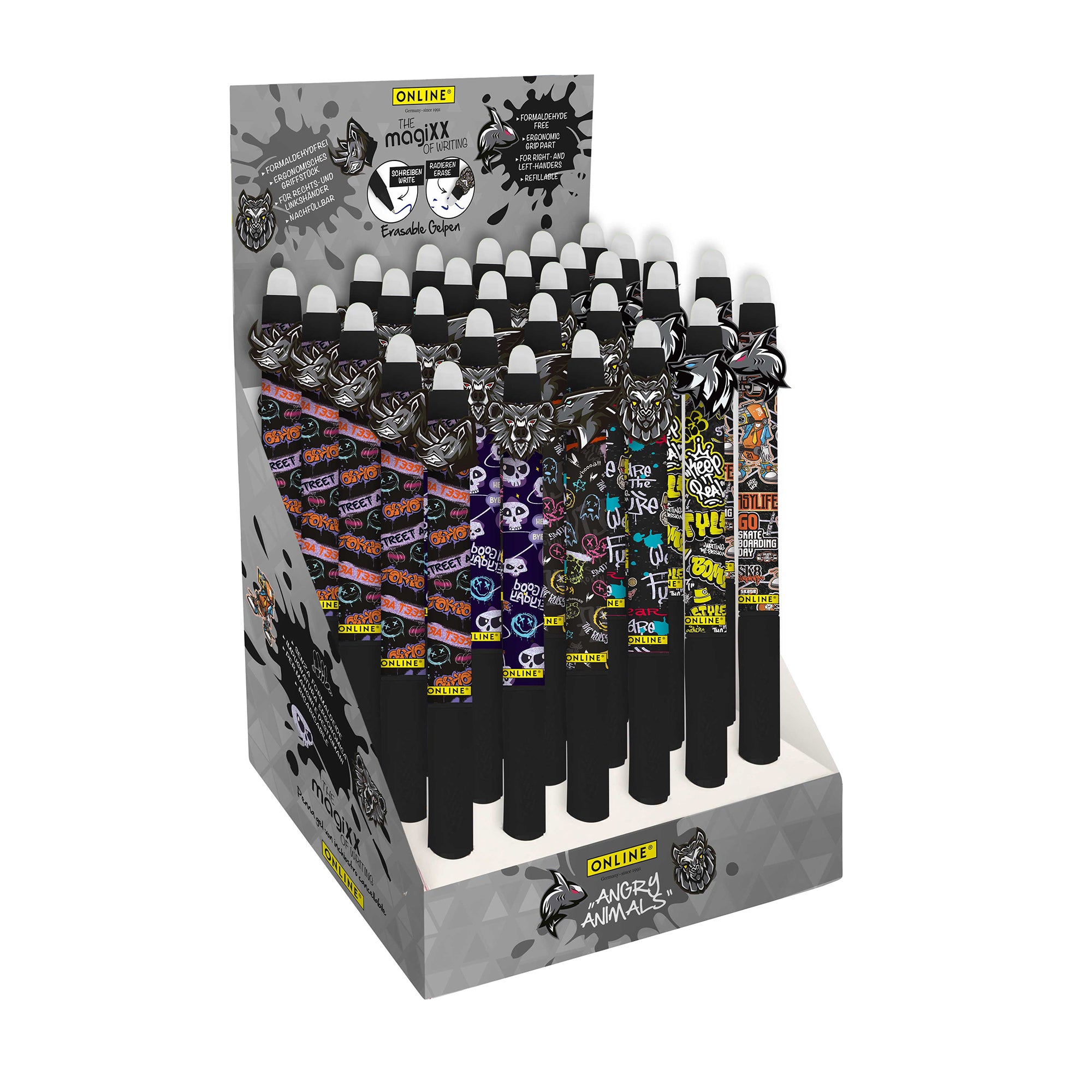 ONLINE Germany magiXX Fun 'Angry Animals' CDU 30 Erasable Gel Pens