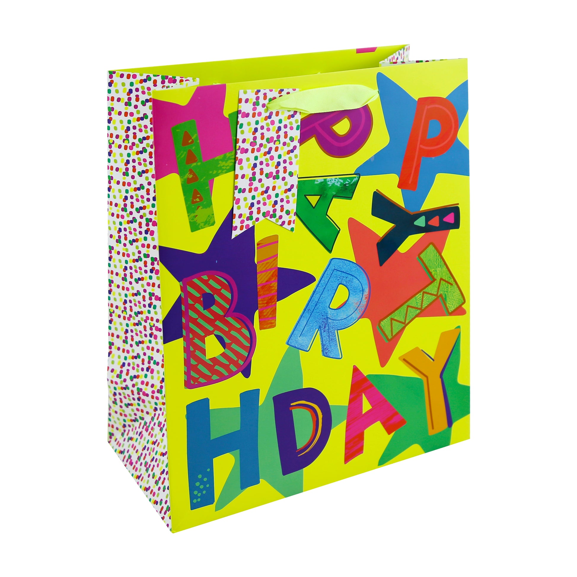 Eurowrap Gift Bag Neon Birthday Large