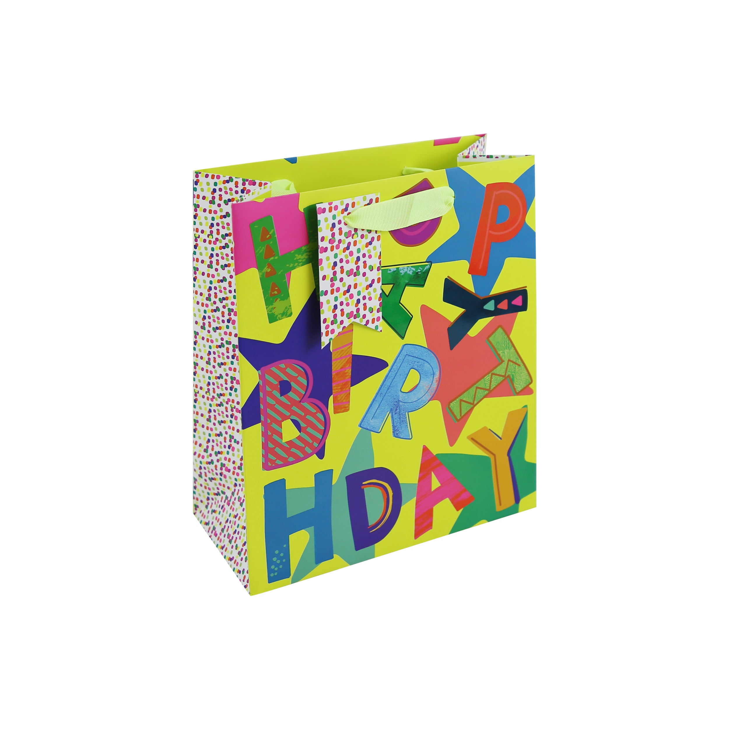 Eurowrap Gift Bag Neon Birthday Medium