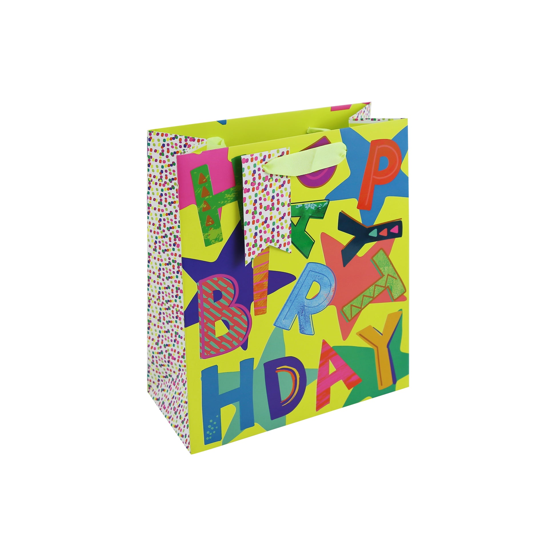 Eurowrap Gift Bag Neon Birthday Medium