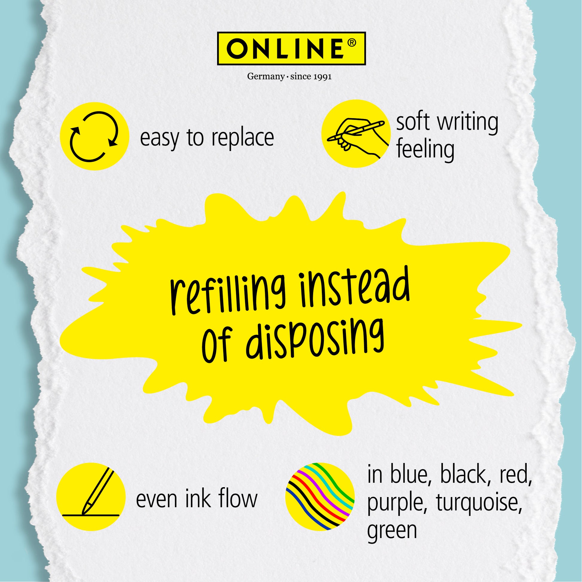 ONLINE Germany magiXX Erasable Gel Pen Refill Pack of 3 Blue