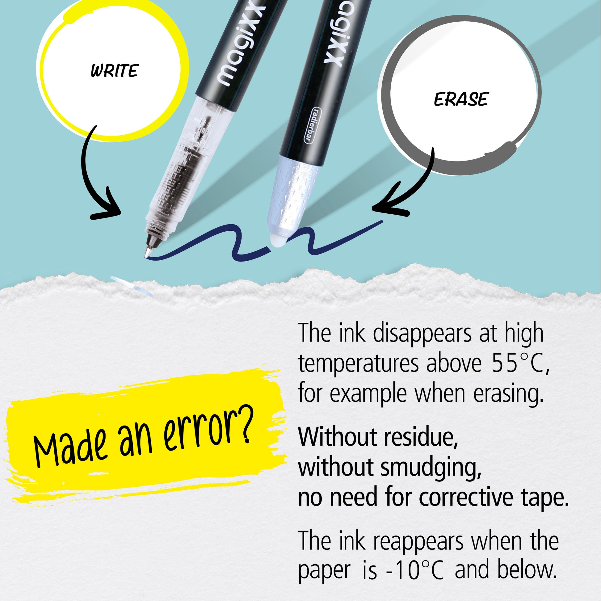 ONLINE Germany magiXX Erasable Gel Pen Refill Pack of 3 Black