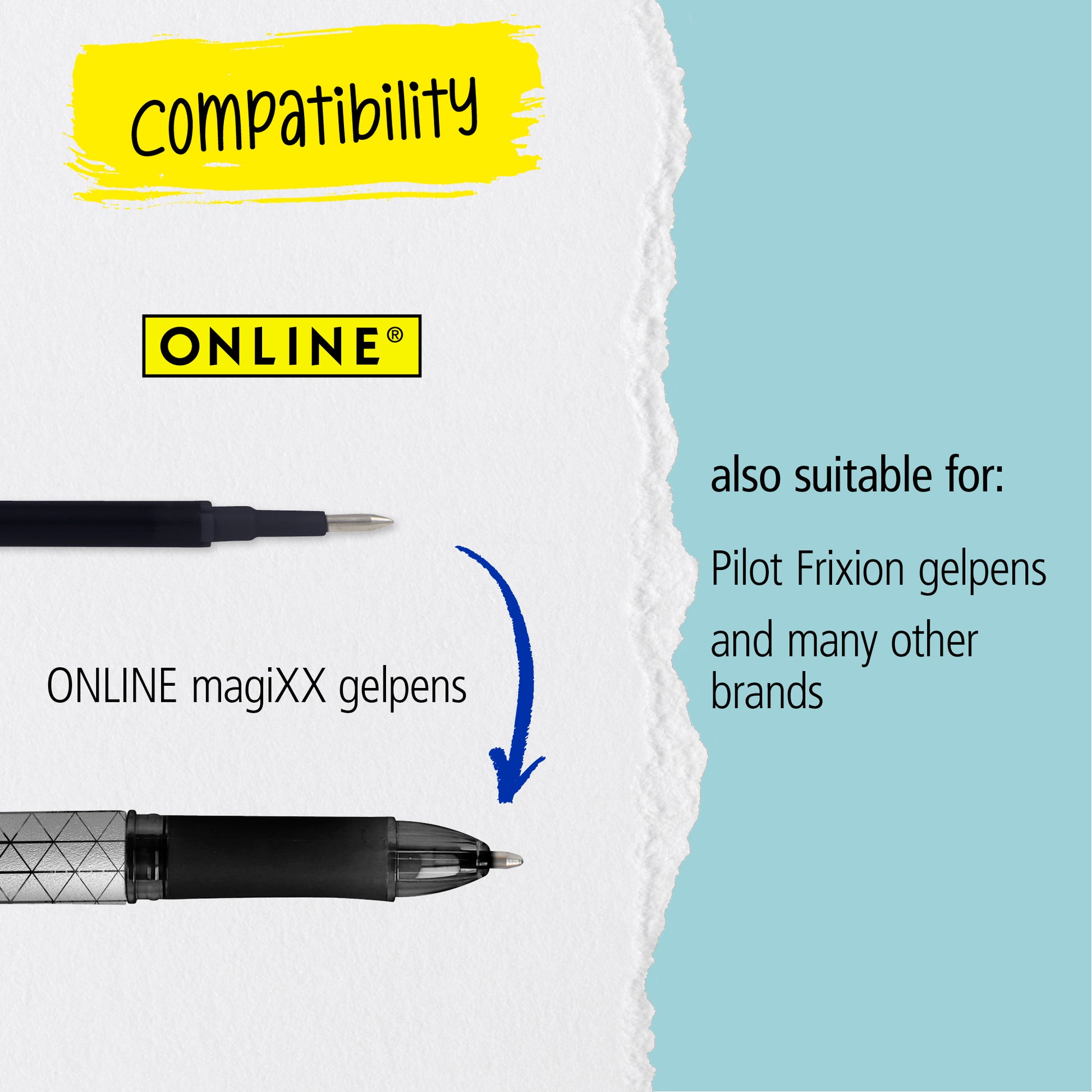 ONLINE Germany magiXX Erasable Gel Pen Refill Pack of 3 Black