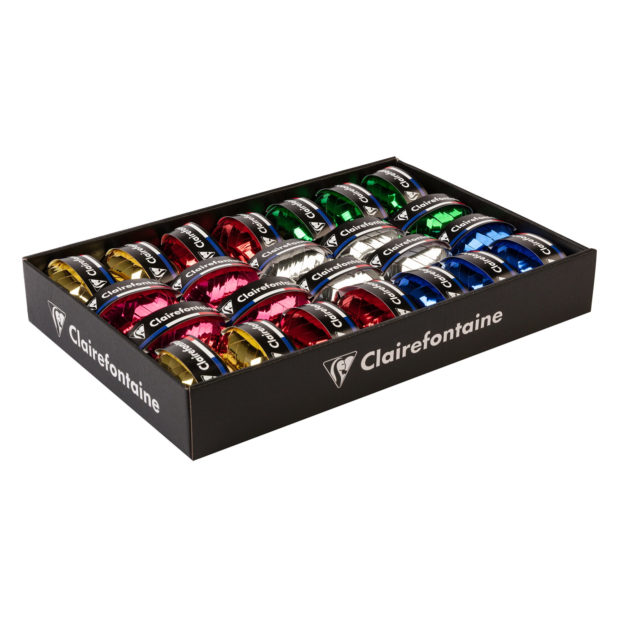 Clairefontaine Metallic Ribbon 10 metres Rainbow (Tray of 24)