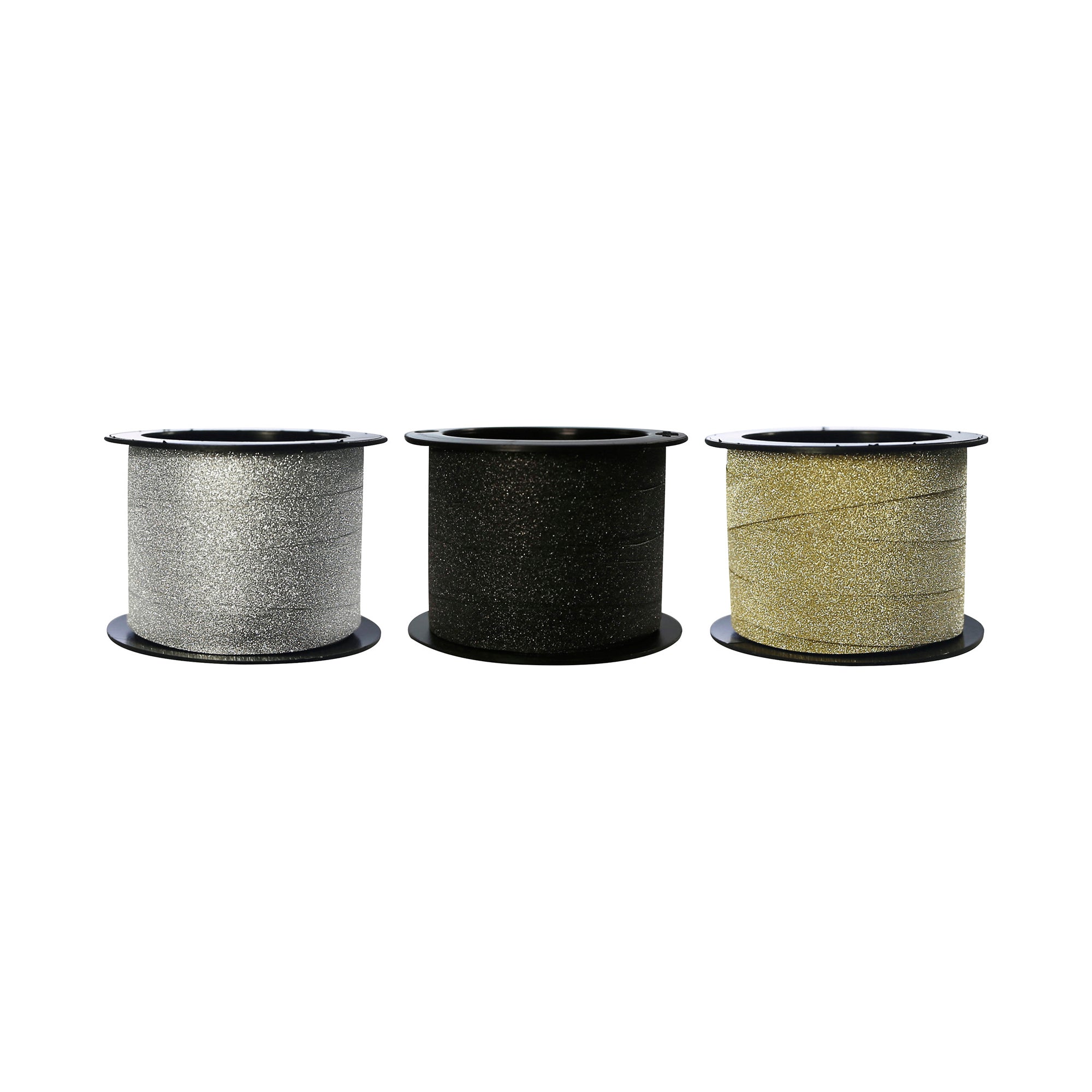 Clairefontaine Glitter Ribbon 10 metres Gold, Silver & Black (Tray of 18)