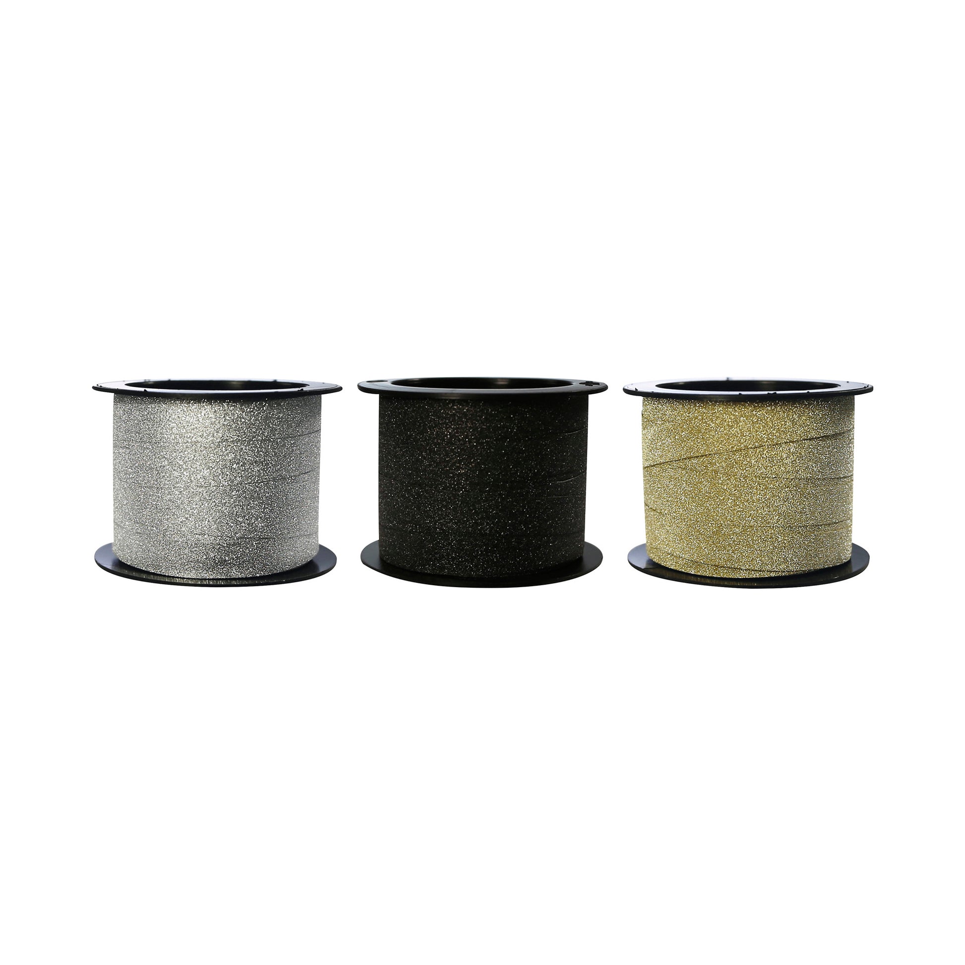 Clairefontaine Glitter Ribbon 10 metres Gold, Silver & Black (Tray of 18)