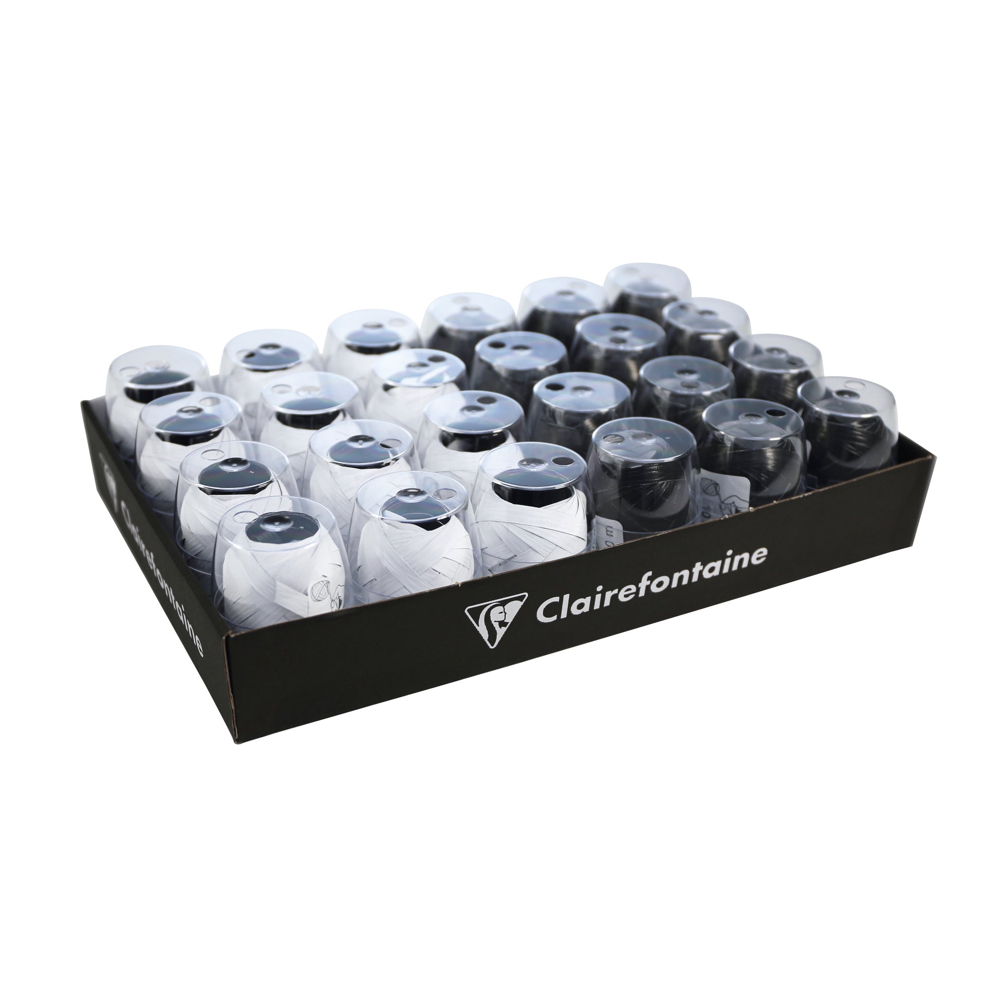 Clairefontaine Matte Ribbon 10 metres Black & White Reversible (Tray of 24)