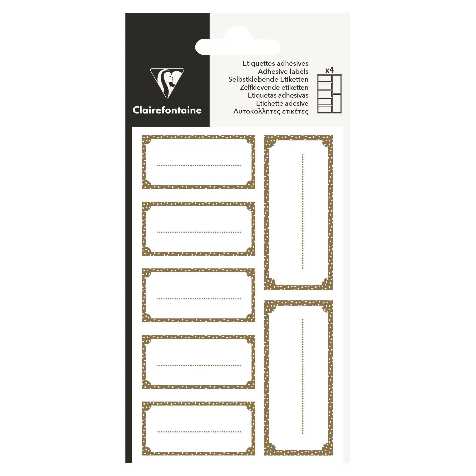 Clairefontaine Adhesive Gift Labels Rectangle Gold on White (Pack of 28)