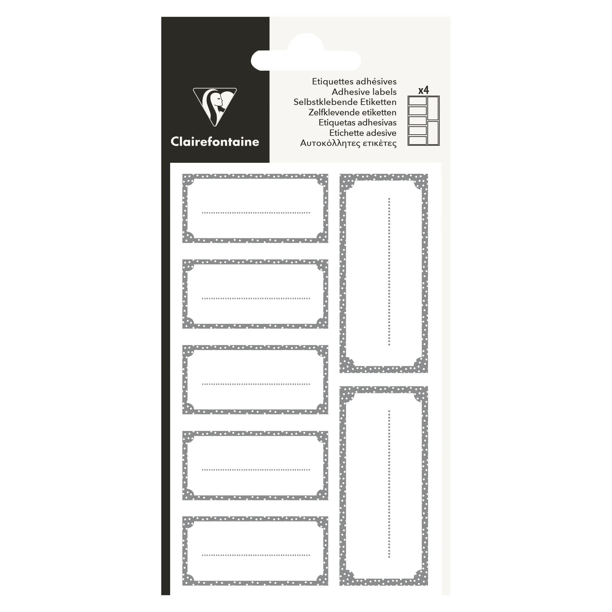 Clairefontaine Adhesive Gift Labels Rectangle Silver on White (Pack of 28)