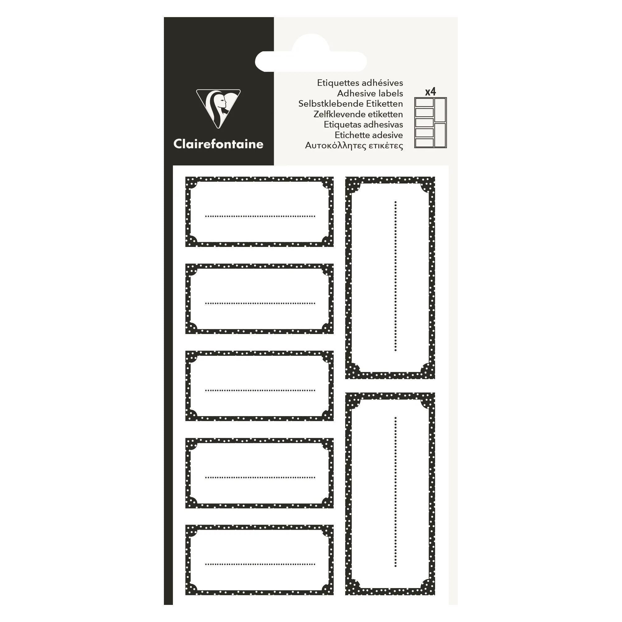 Clairefontaine Adhesive Gift Labels Rectangle Black on White (Pack of 28)