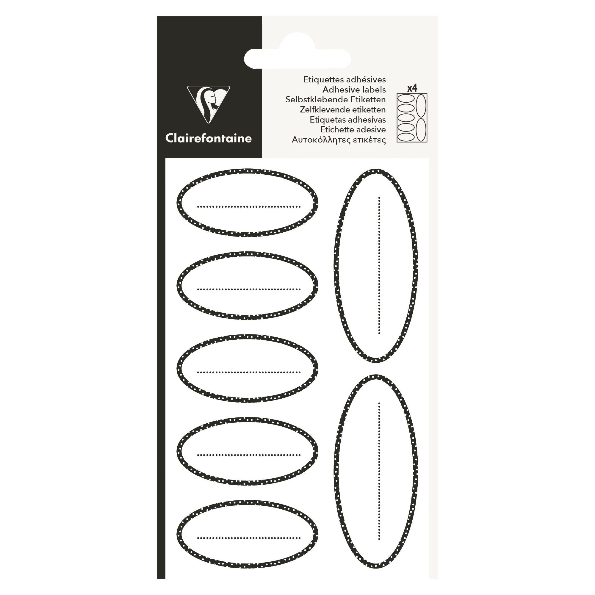 Clairefontaine Adhesive Gift Labels Oval Black on White (Pack of 28)
