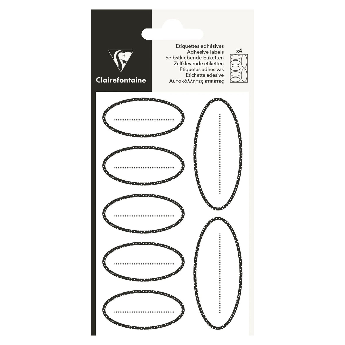 Clairefontaine Adhesive Gift Labels Oval Black on White (Pack of 28)