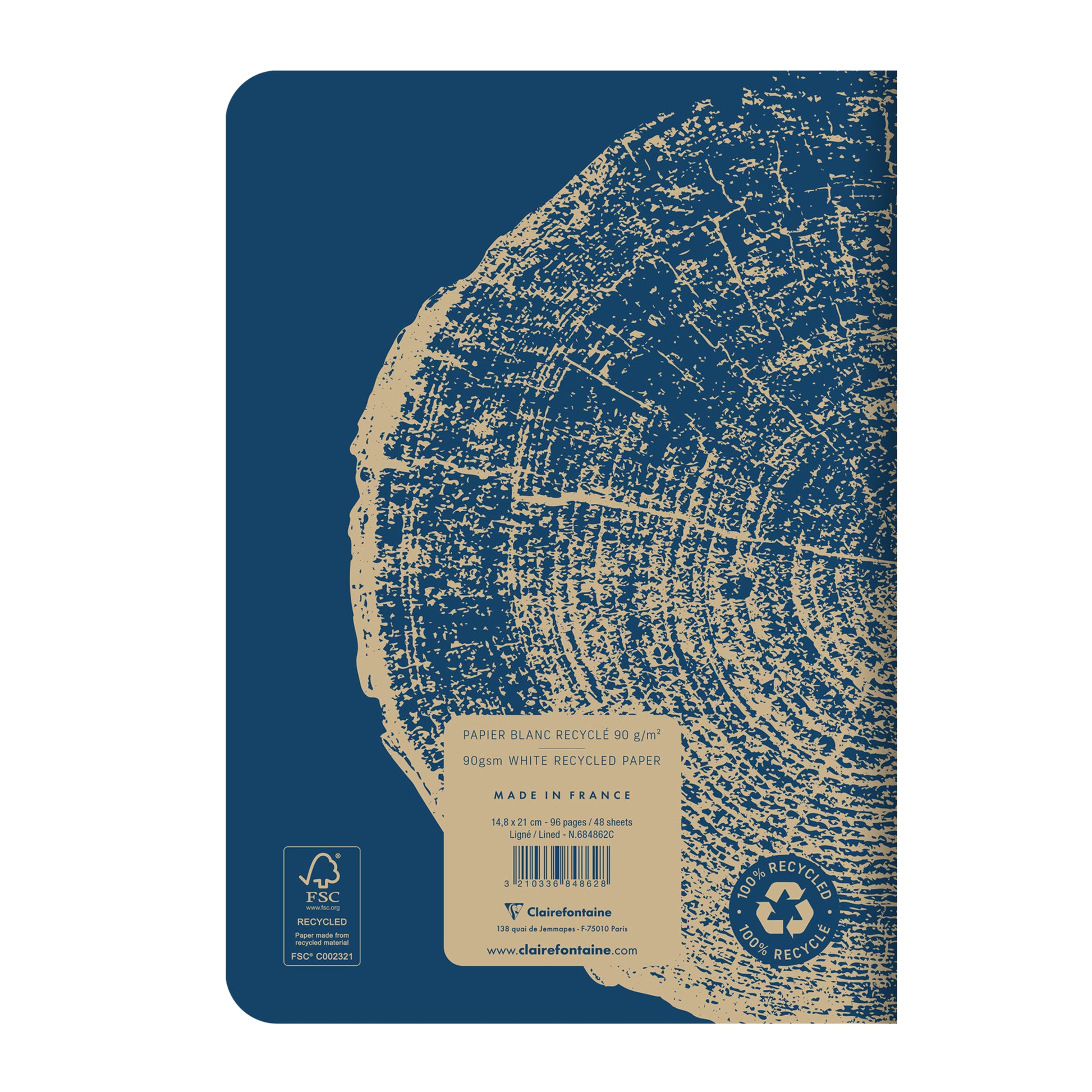 Clairefontaine Forever 100% Recycled Stapled Notebook A5 Lined Blue