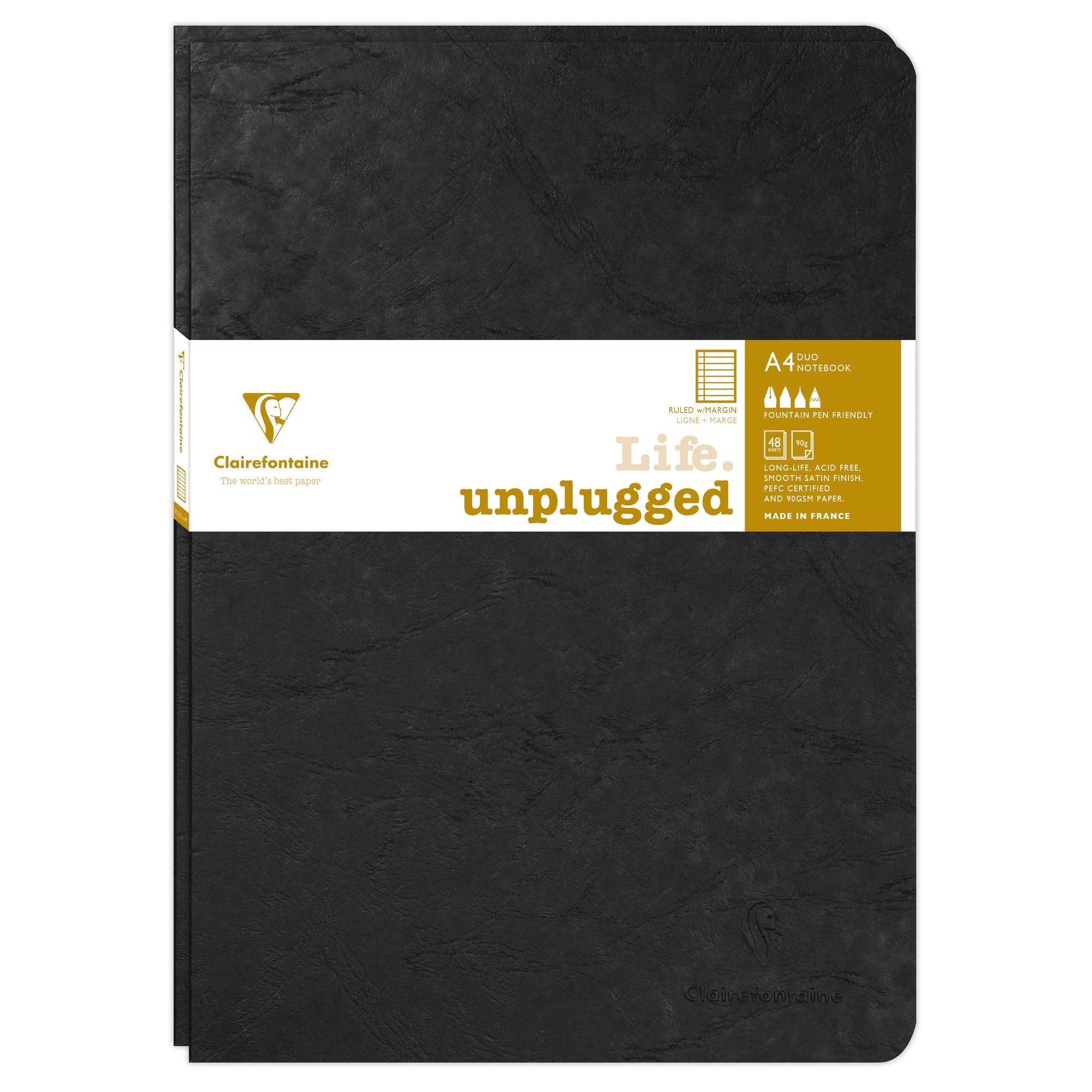 Clairefontaine Age Bag Essentials Duo Pack of 2 Stapled Notebooks A4 Lined Black