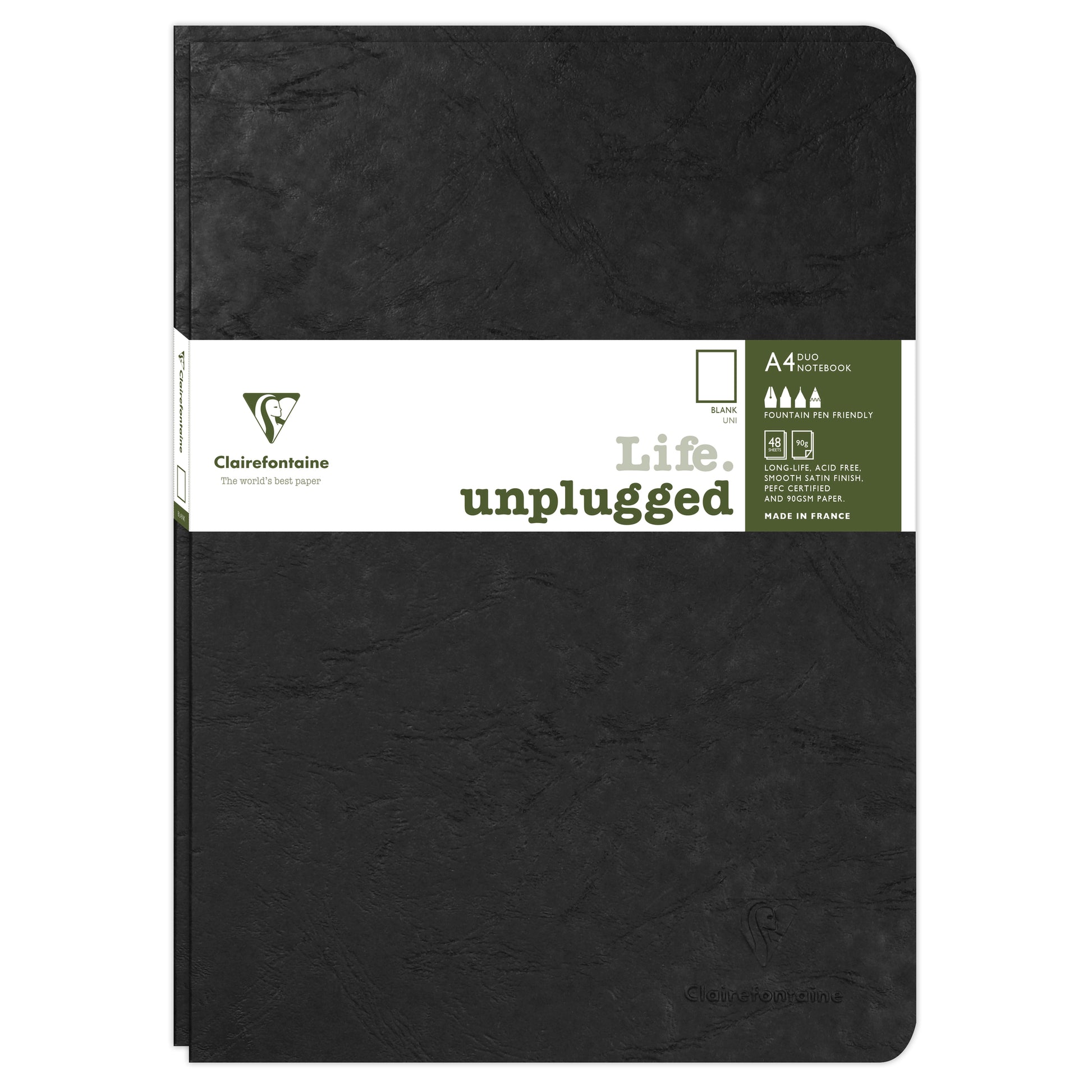 Clairefontaine Age Bag Essentials Duo Pack of 2 Stapled Notebooks A4 Blank Black