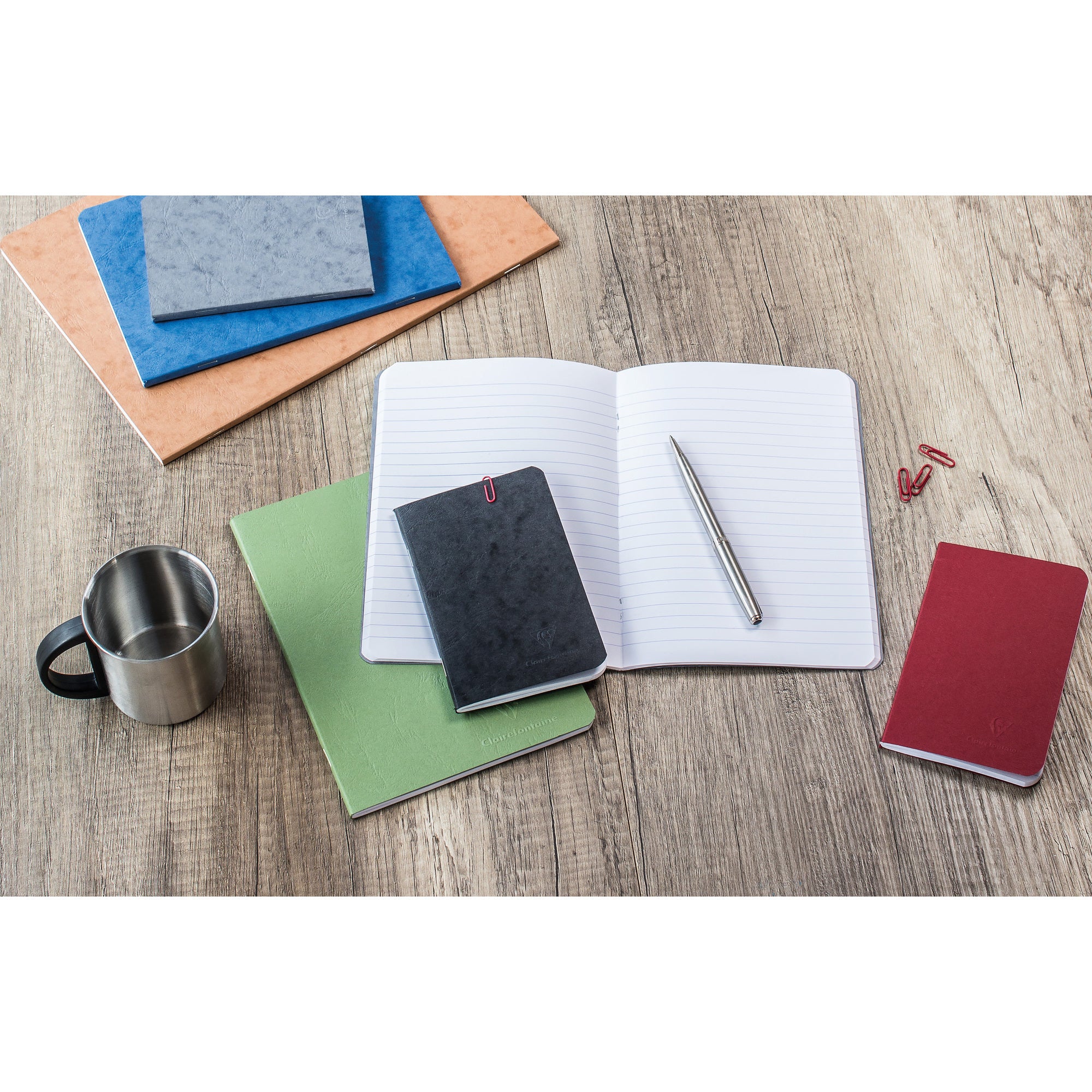 Clairefontaine Age Bag Essentials Duo Pack of 2 Stapled Notebooks Pocket Lined Black