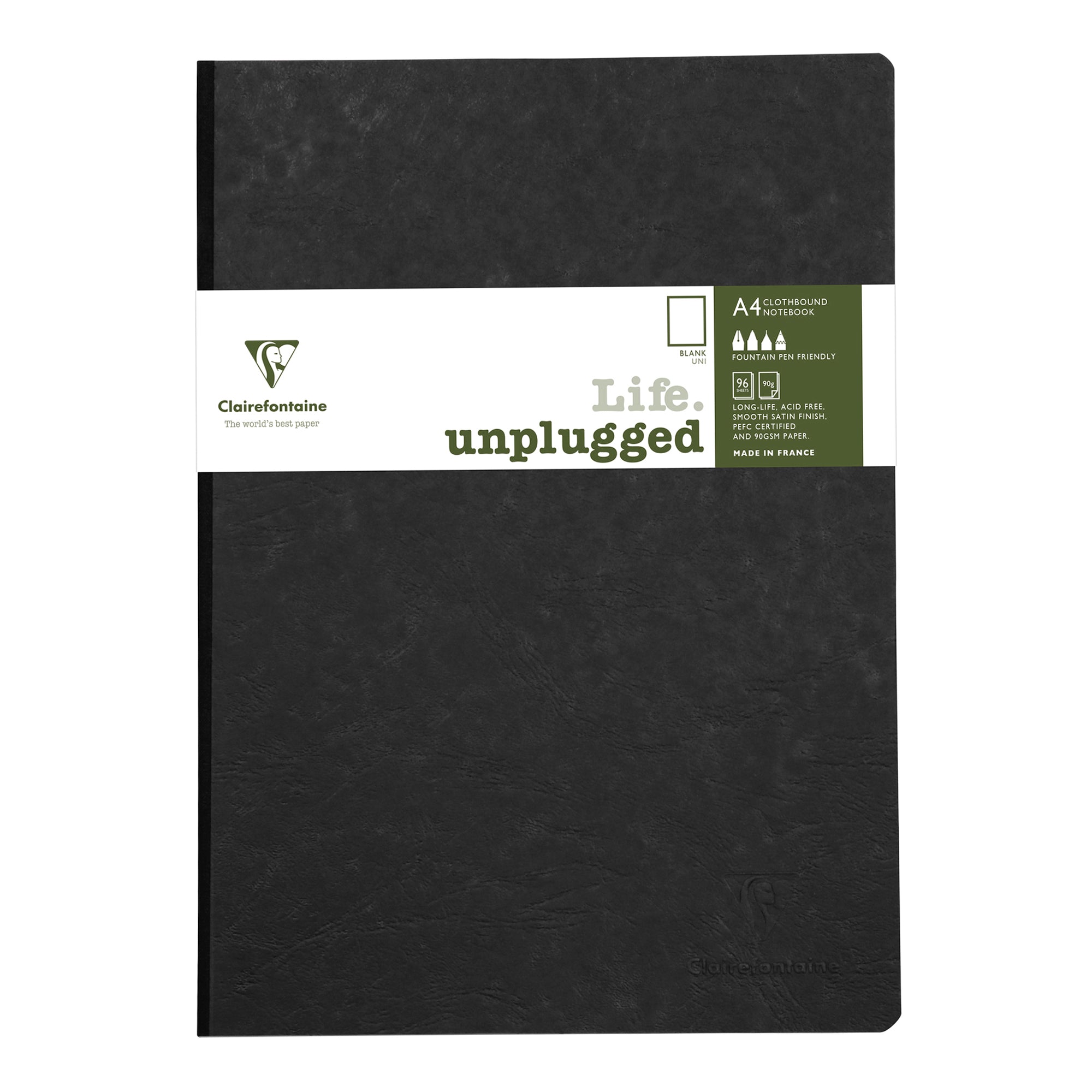 Clairefontaine Age Bag Essentials Clothbound Notebook A4 Blank Black