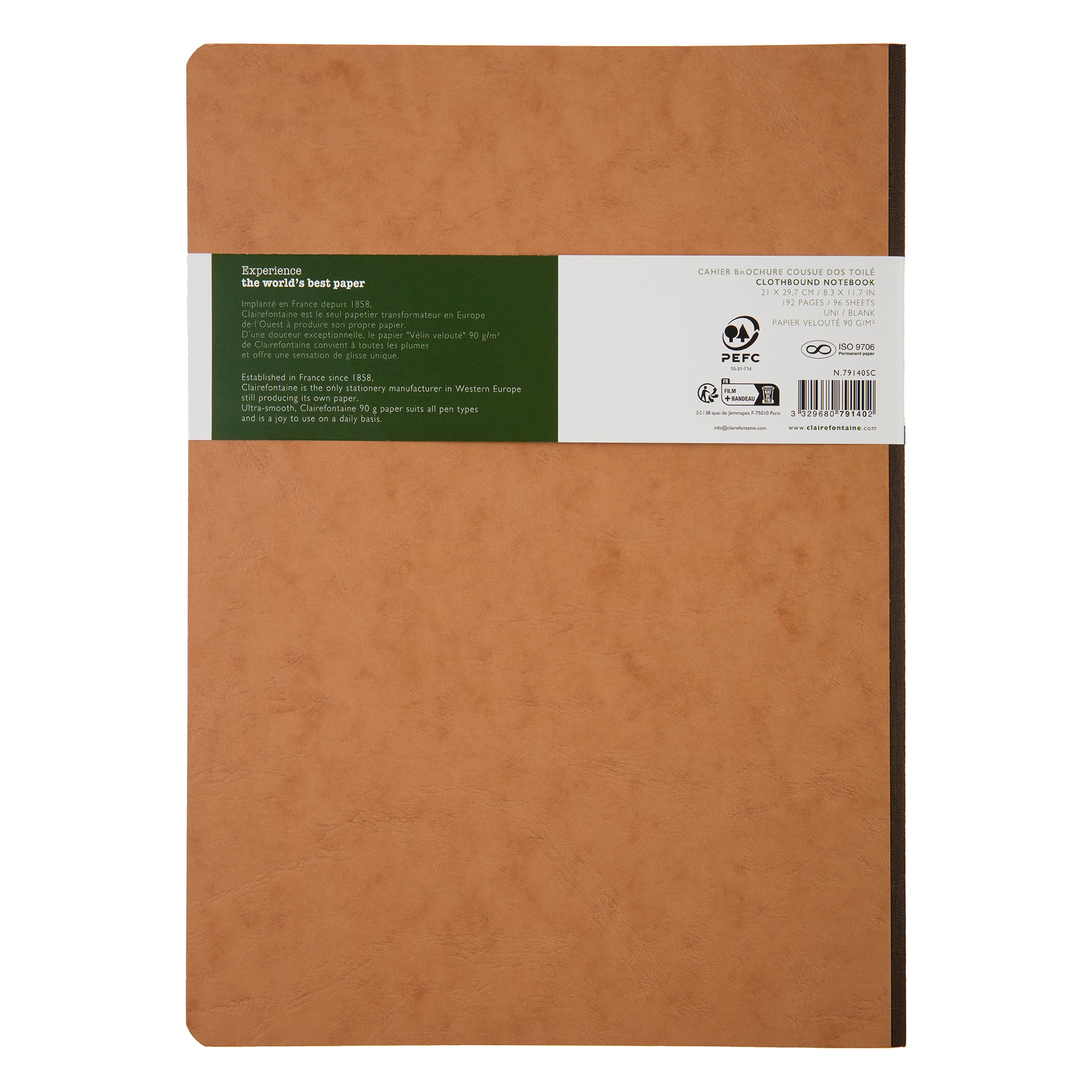 Clairefontaine Age Bag Essentials Clothbound Notebook A4 Blank Tobacco