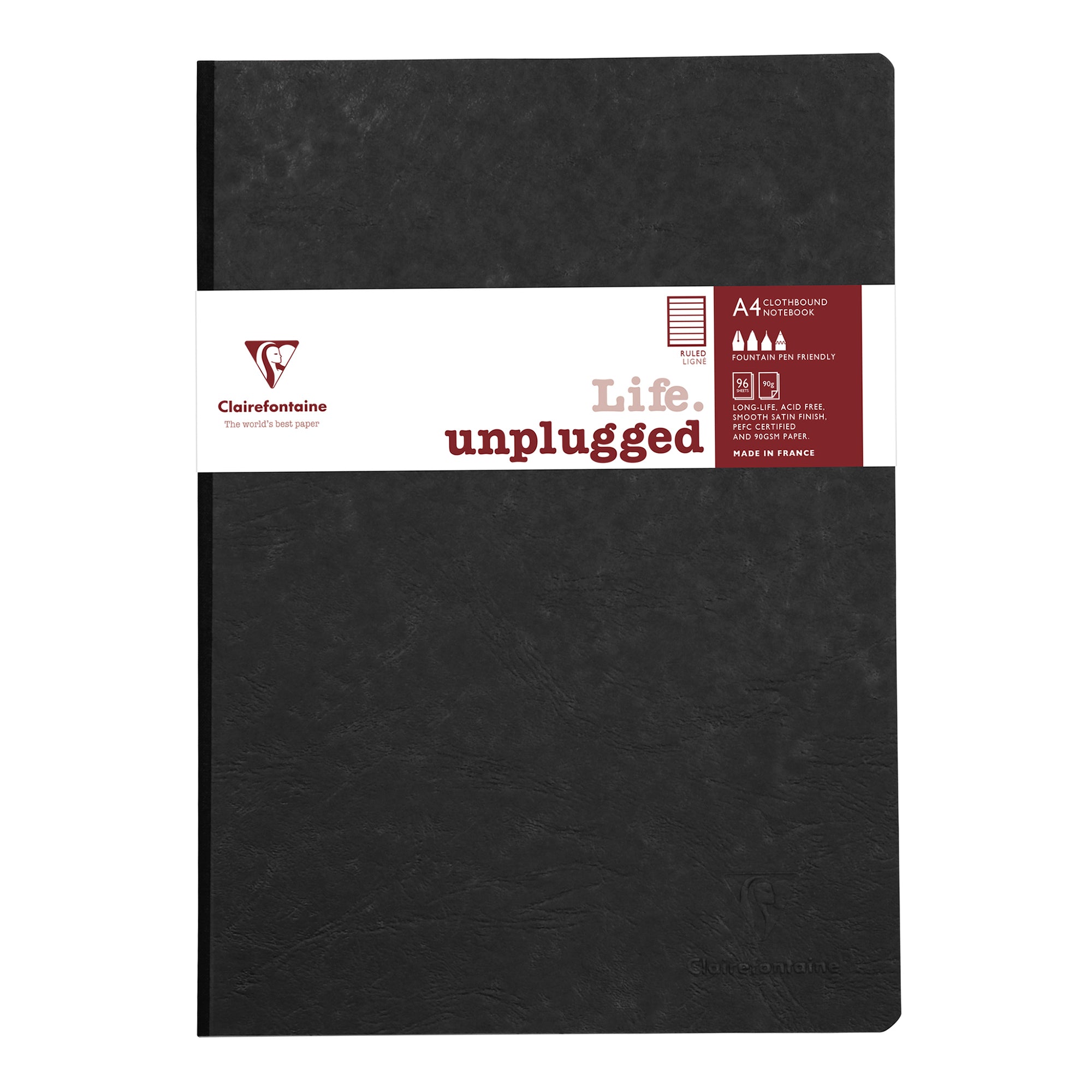 Clairefontaine Age Bag Essentials Clothbound Notebook A4 Lined Black