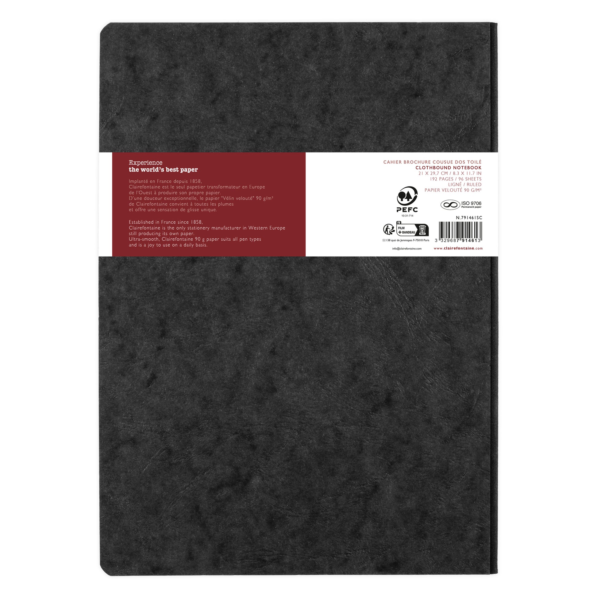 Clairefontaine Age Bag Essentials Clothbound Notebook A4 Lined Black