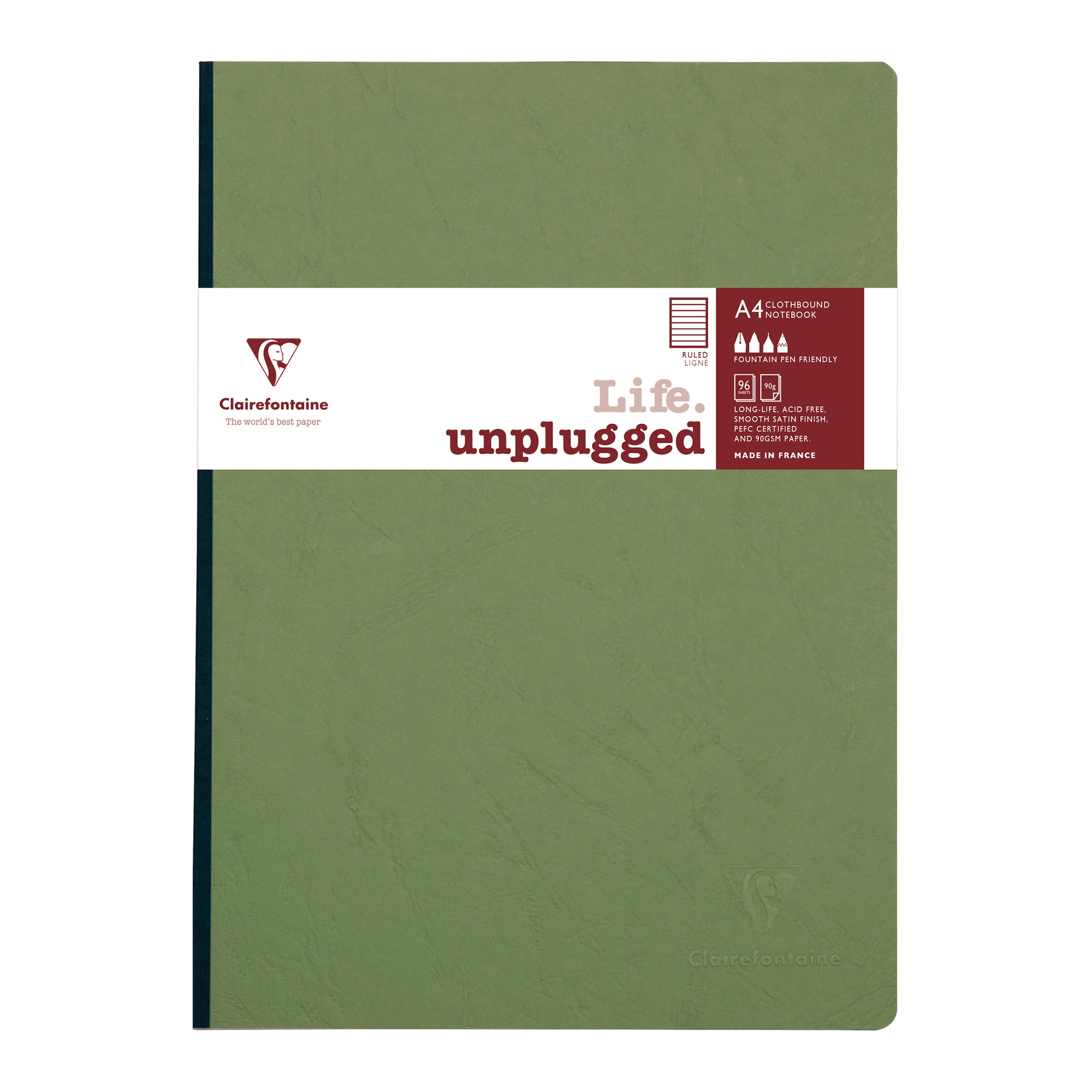 Clairefontaine Age Bag Essentials Clothbound Notebook A4 Lined Green