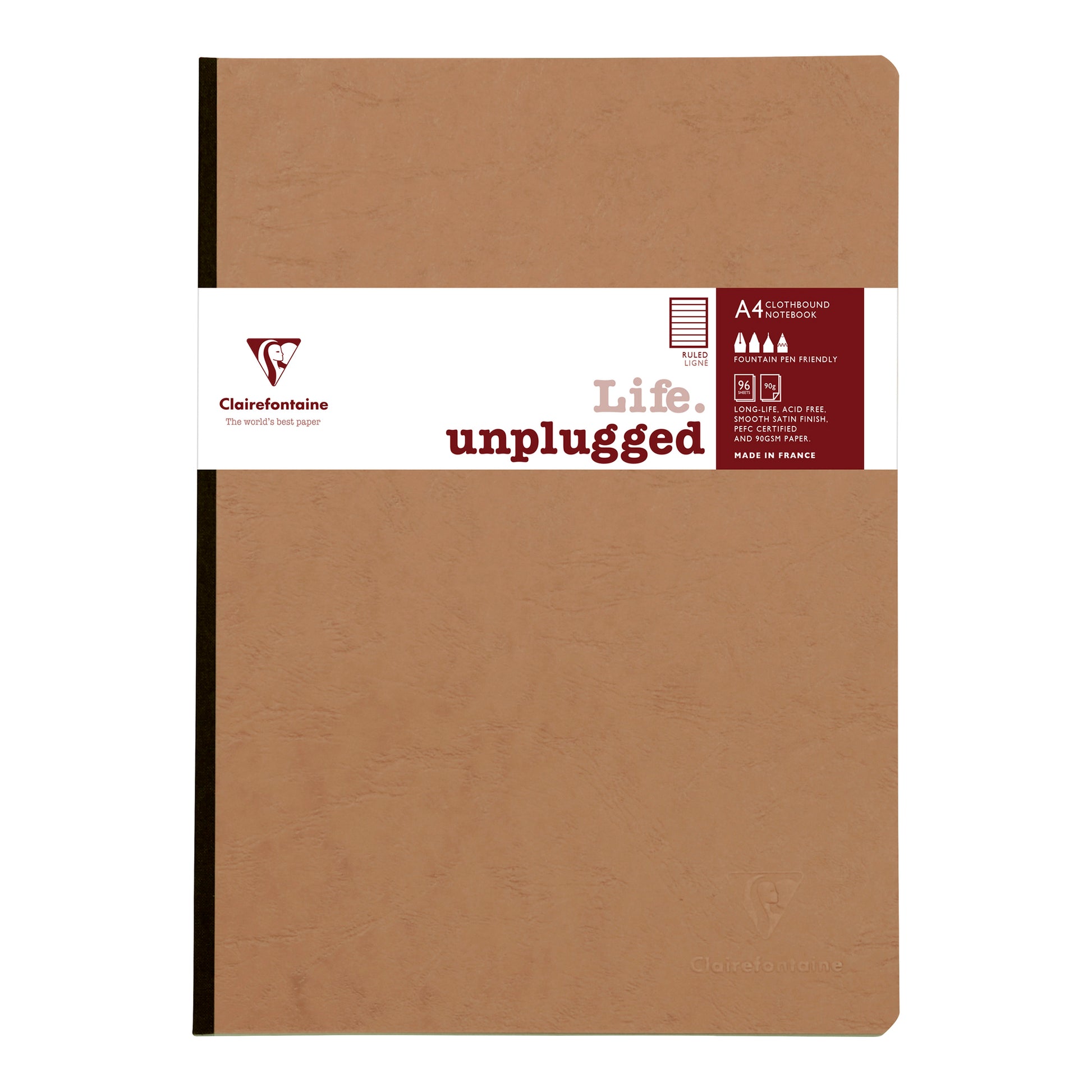 Clairefontaine Age Bag Essentials Clothbound Notebook A4 Lined Tobacco