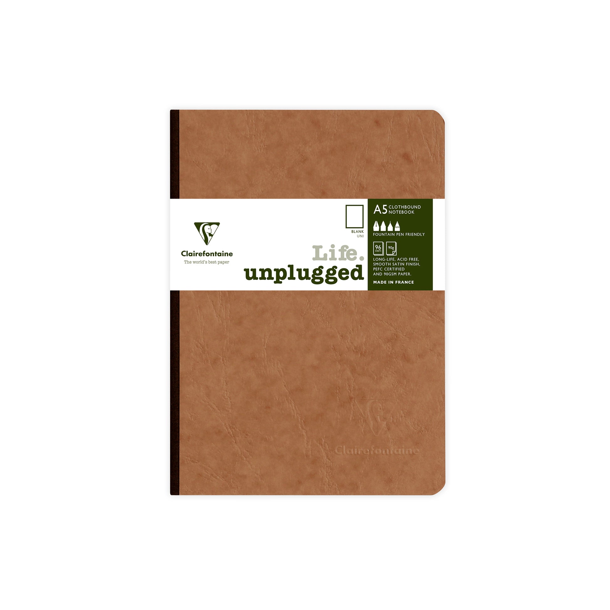 Clairefontaine Age Bag Essentials Clothbound Notebook A5 Blank Tobacco