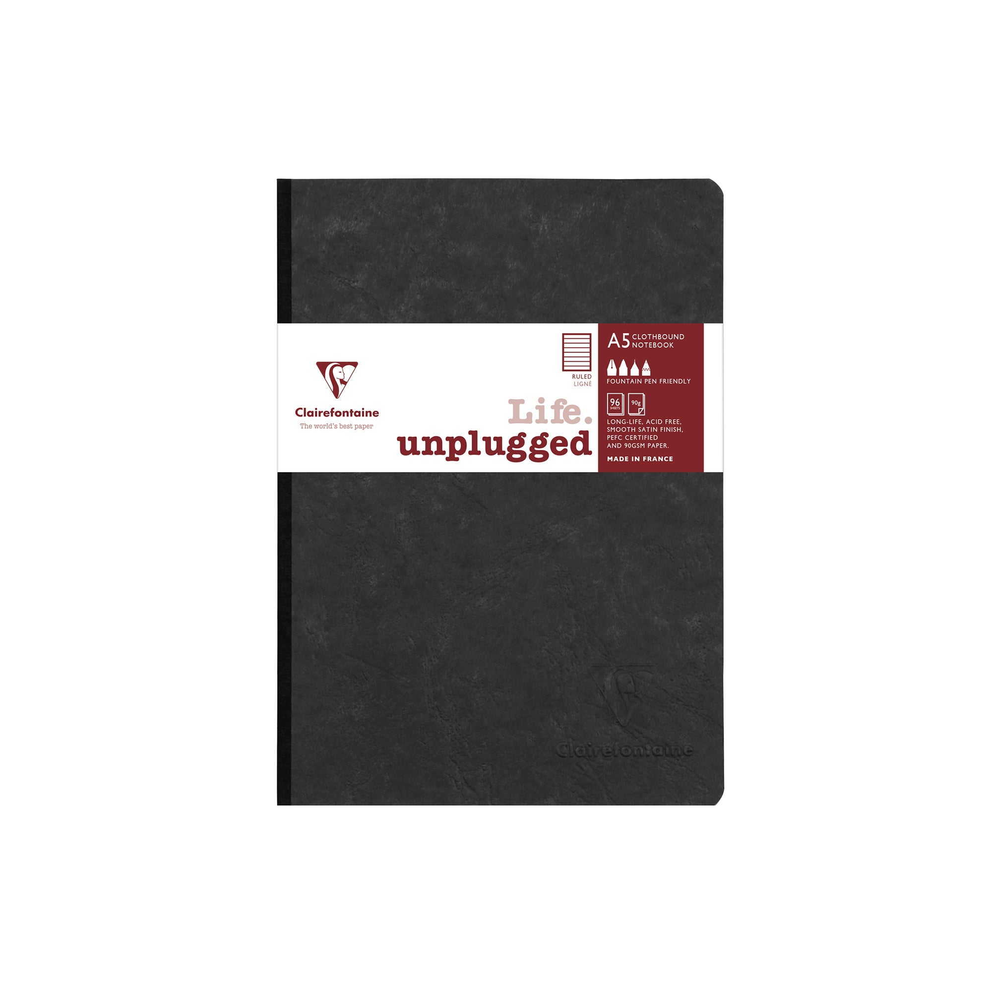 Clairefontaine Age Bag Essentials Clothbound Notebook A5 Lined Black