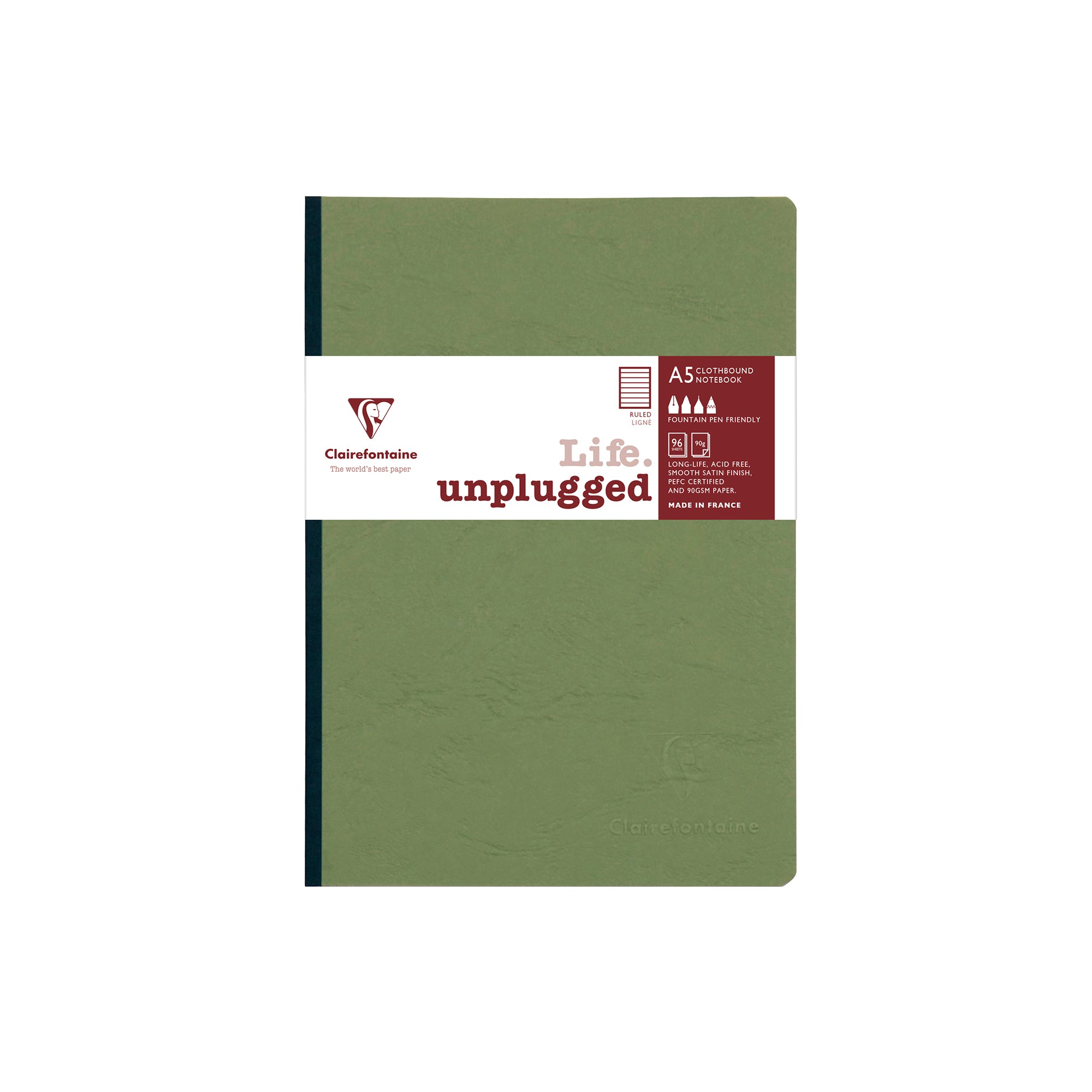 Clairefontaine Age Bag Essentials Clothbound Notebook A5 Lined Green