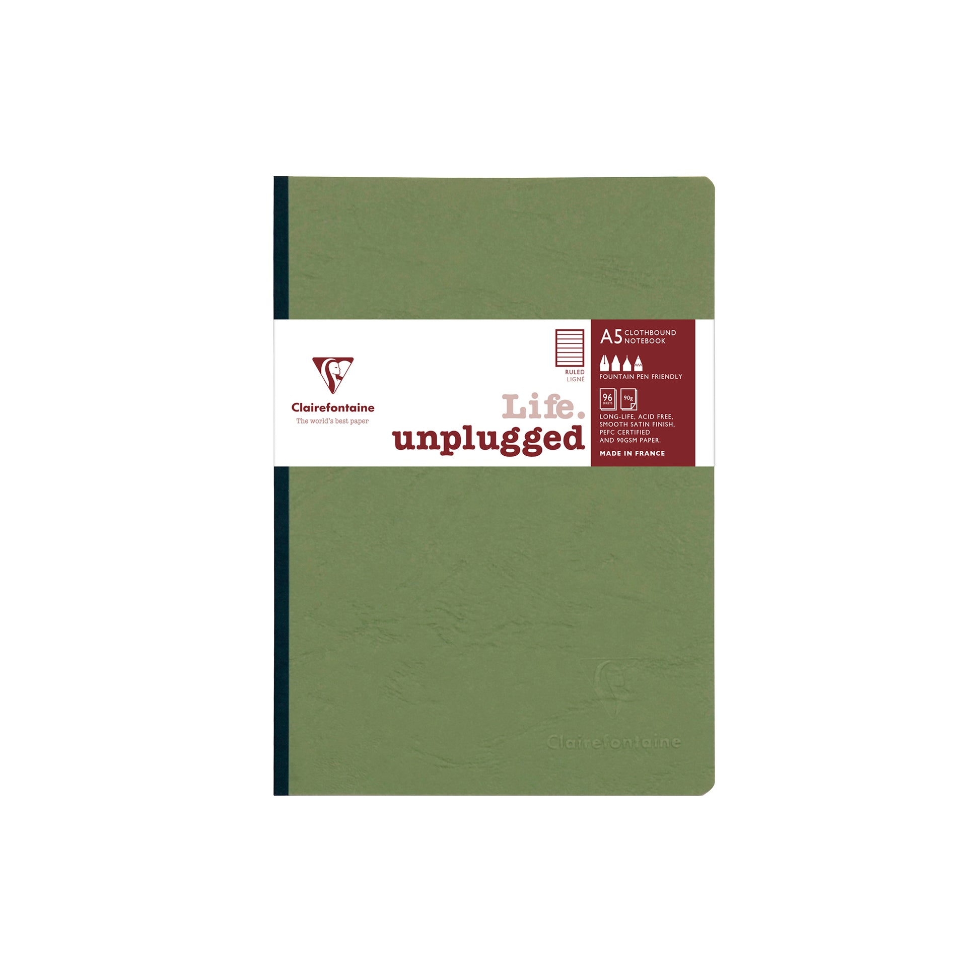 Clairefontaine Age Bag Essentials Clothbound Notebook A5 Lined Green