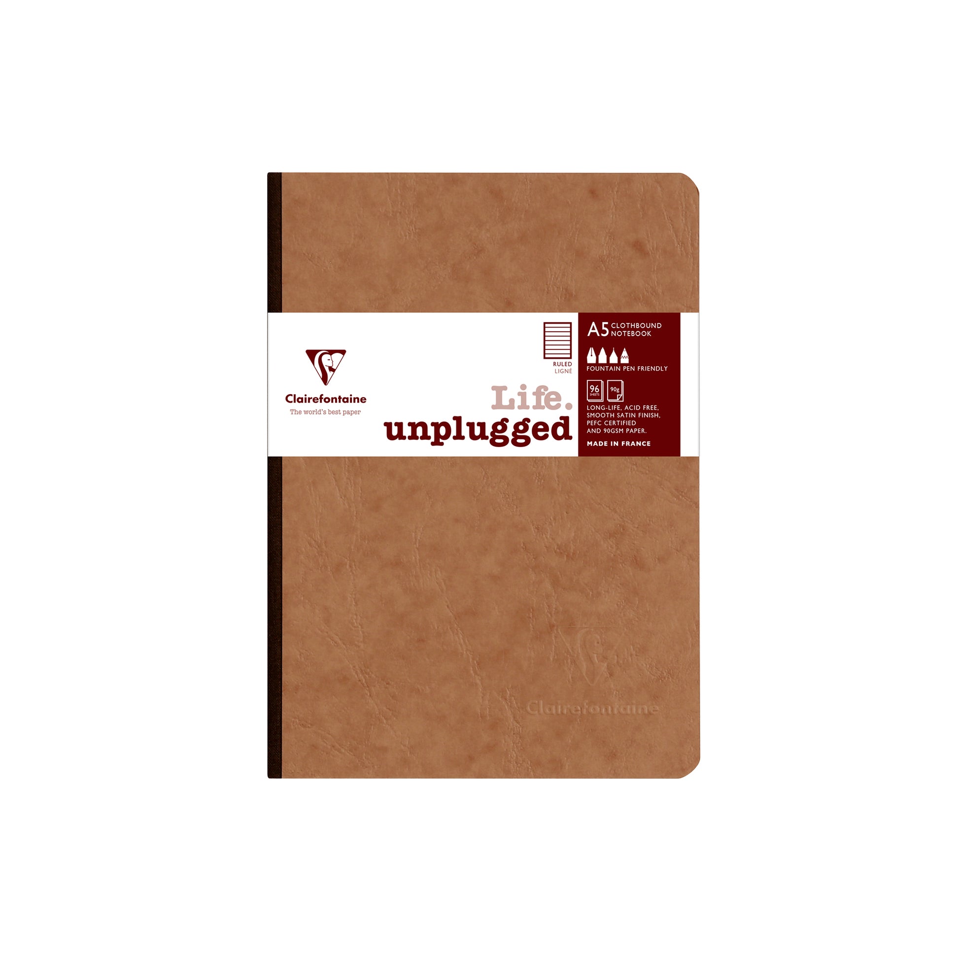 Clairefontaine Age Bag Essentials Clothbound Notebook A5 Lined Tobacco