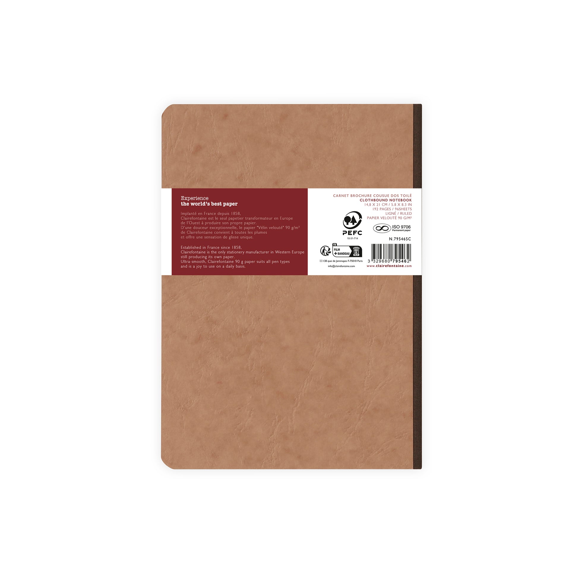 Clairefontaine Age Bag Essentials Clothbound Notebook A5 Lined Tobacco