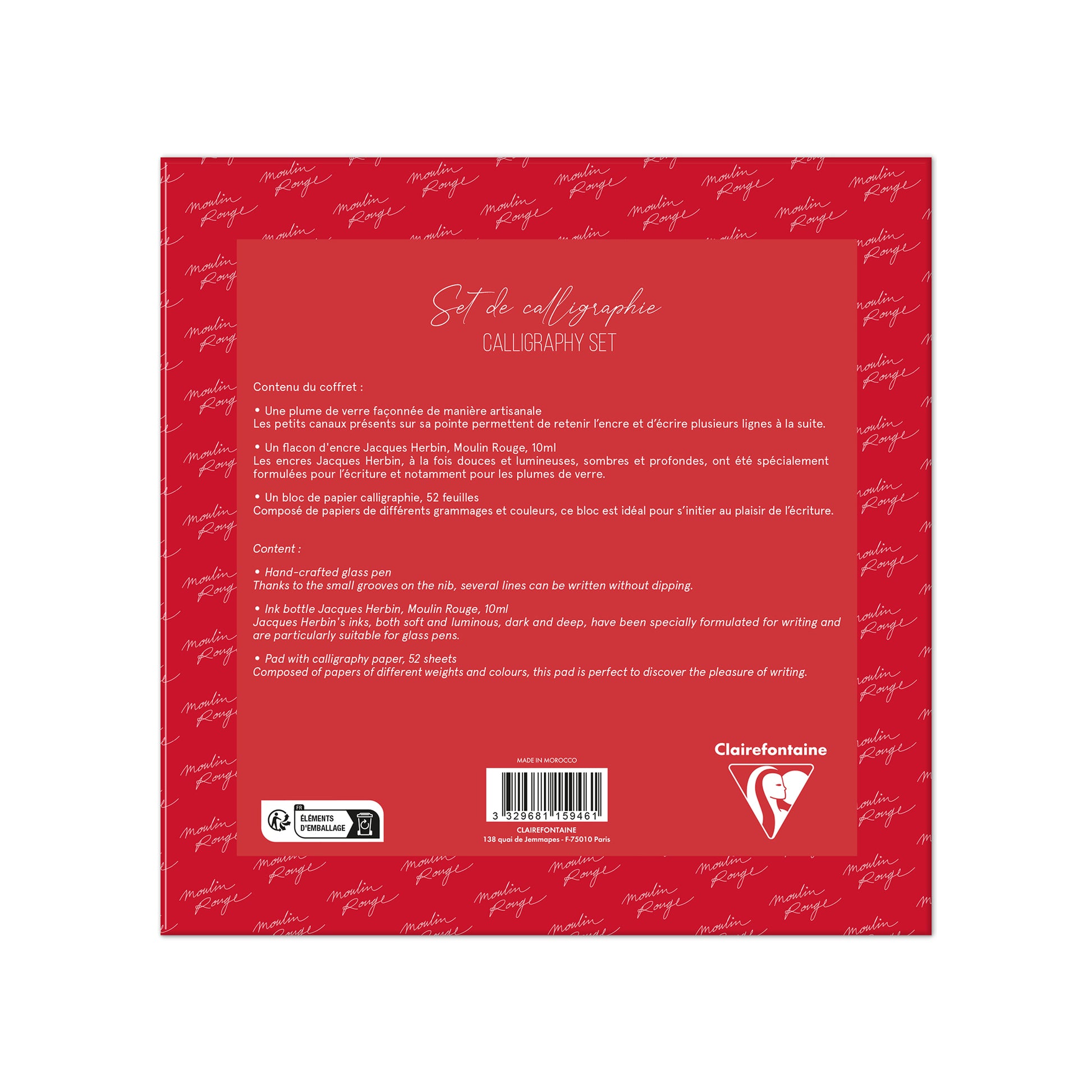 Moulin Rouge Gift Set 10mL Ink, Glass Pen & Calligraphy Pad