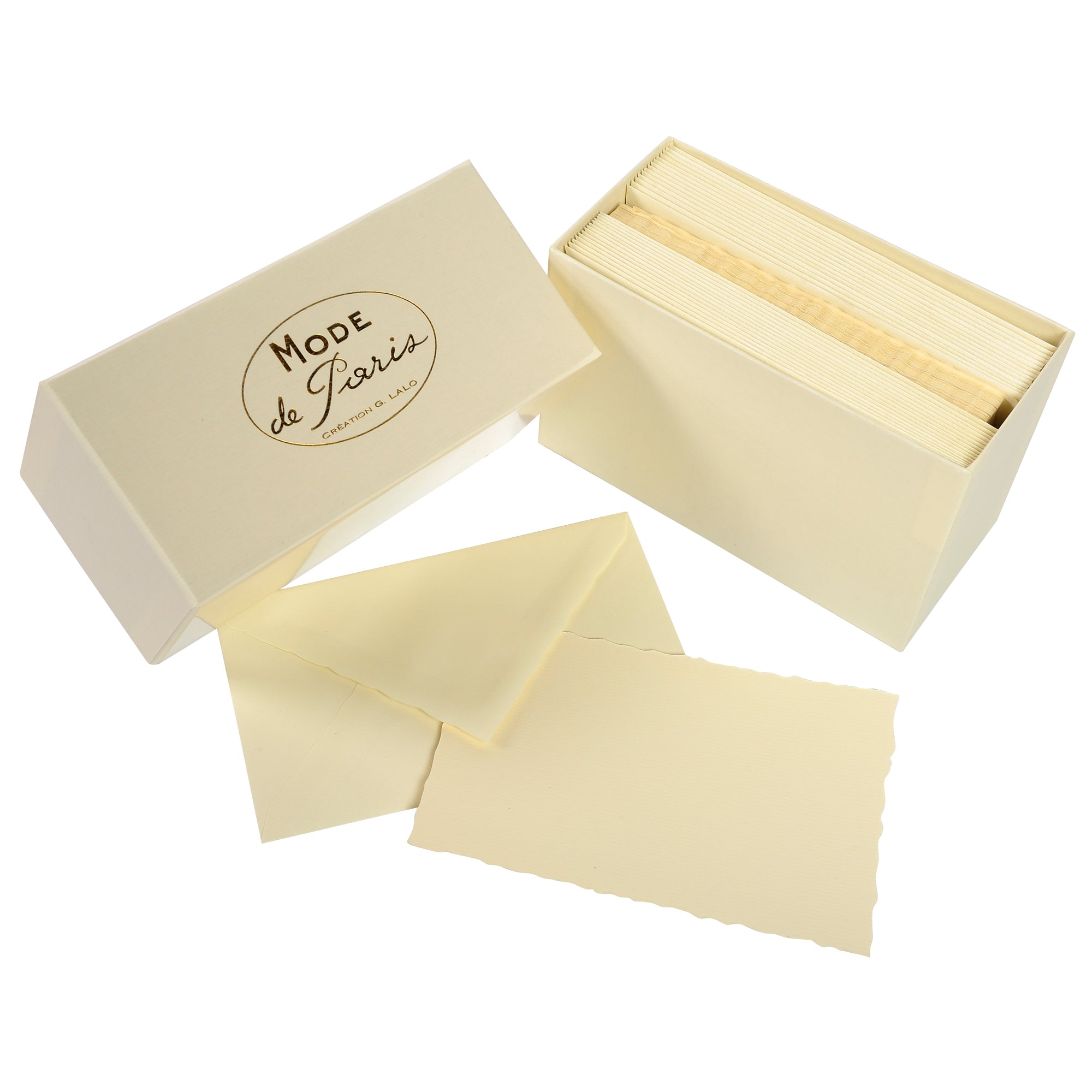 G. Lalo Mode de Paris Box of 30 Note Cards & Envelopes Ivory