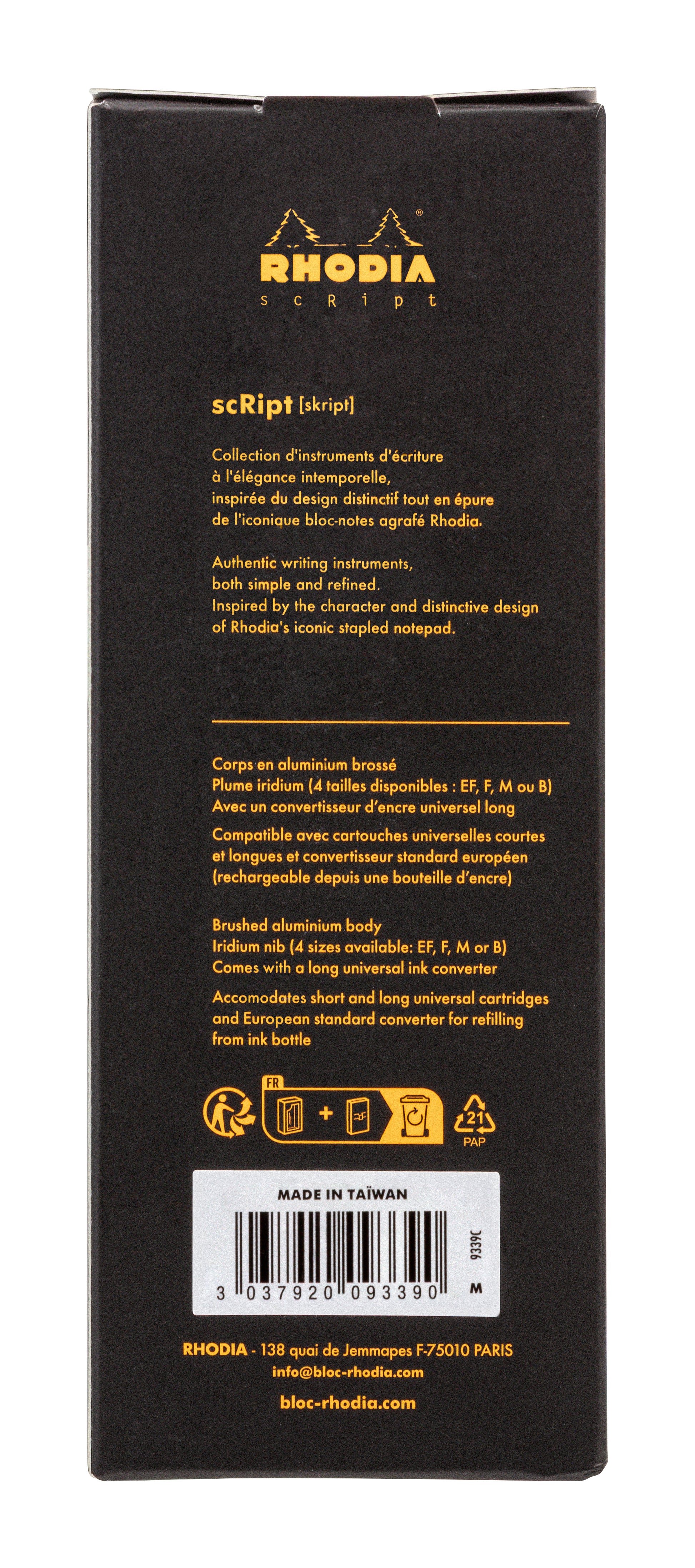 Rhodia scRipt Fountain Pen Medium Nib Black