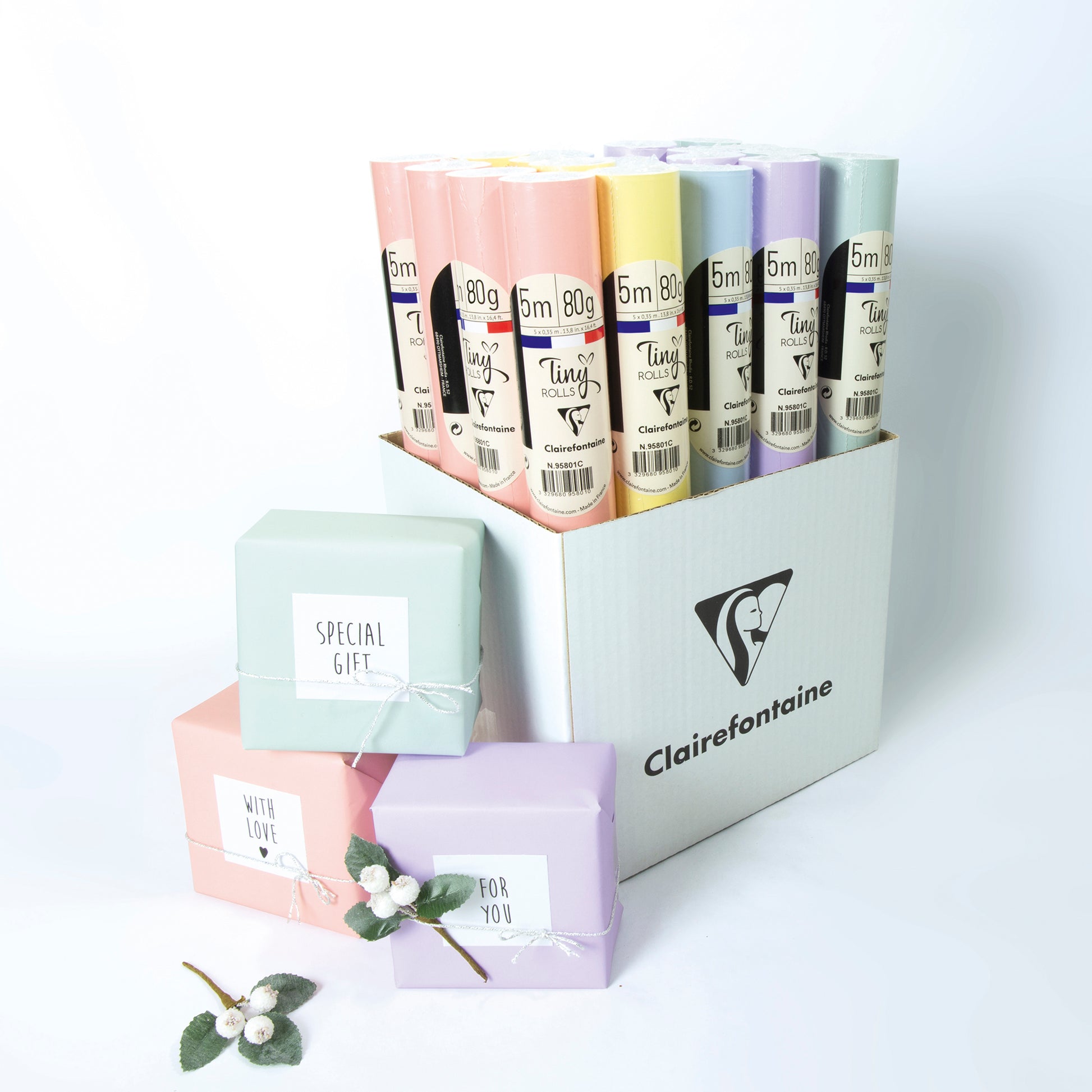 Clairefontaine Wrapping Paper Tiny Roll (0.35 x 5 Metres) Pastel